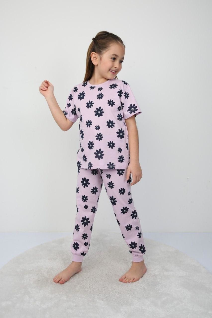 2'Lİ BABA ETİKETLİ PAW SKEY VE KISA KOLLU ÇİÇEK DESENLİ KIZ ÇOCUK PİJAMA TAKIMLARI