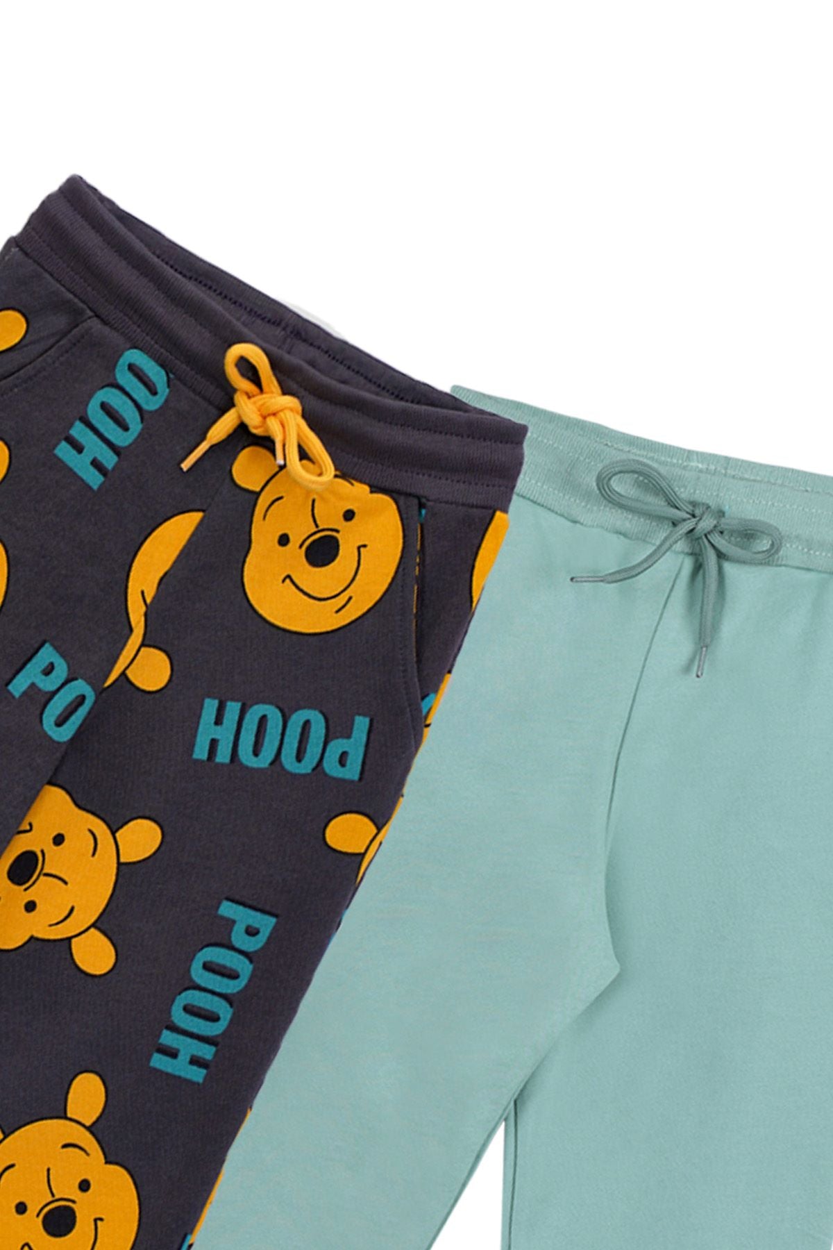2'Li Basic Şardonlu 2 İplik Eşofman Set ( Winnie The Pooh - SuYeşili )