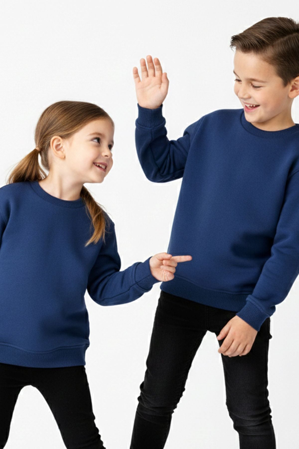 2'Li Basic Şardonlu Çocuk Sweatshirt Haki - Lacivert