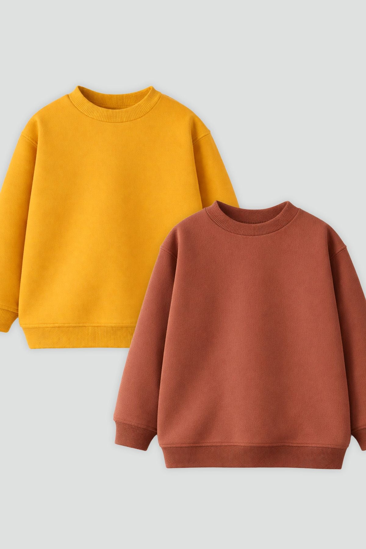 2'Li Basic Şardonlu Çocuk Sweatshirt Hardal - Kahverengi