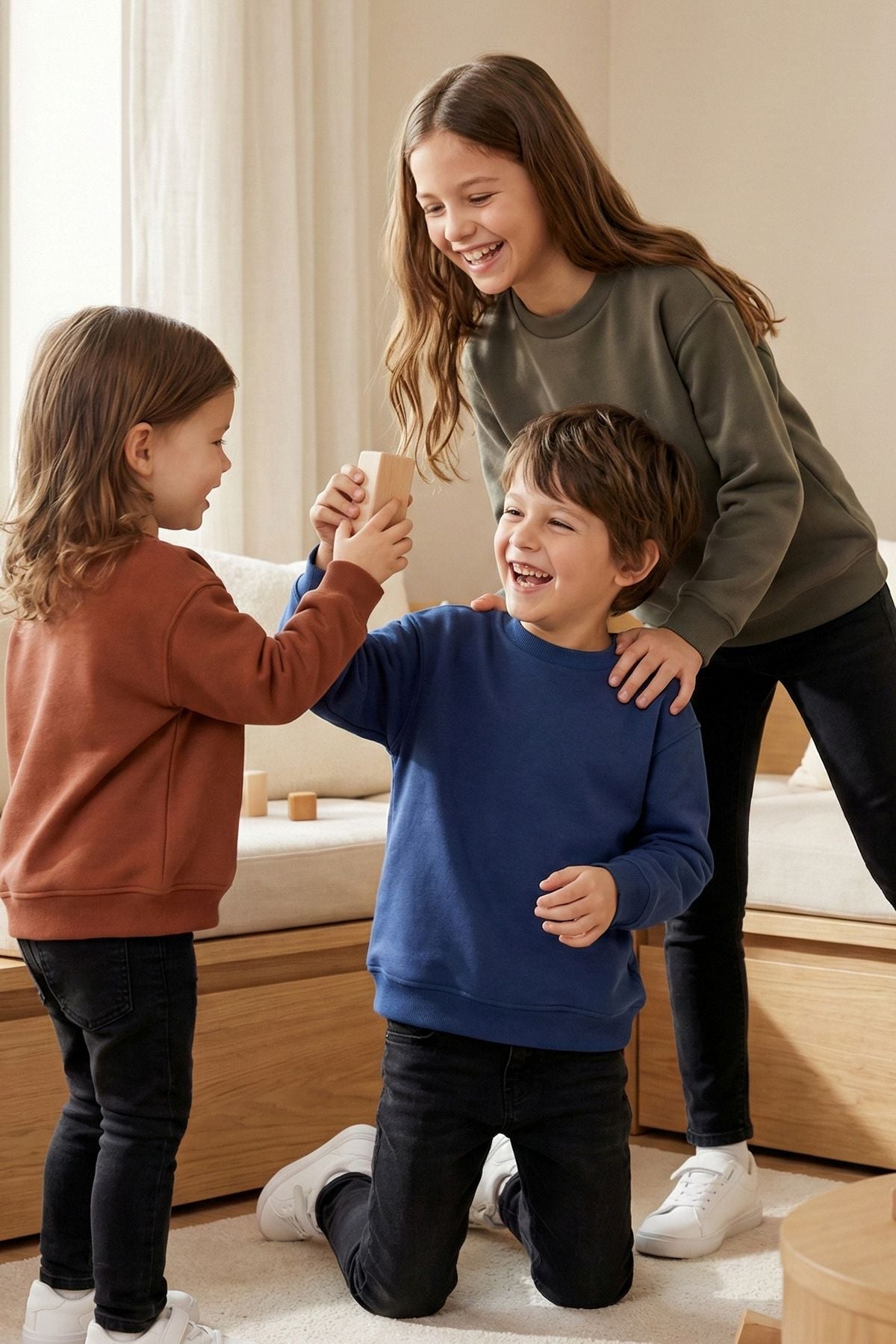 3'Lü Basic Şardonlu Çocuk Sweatshirt