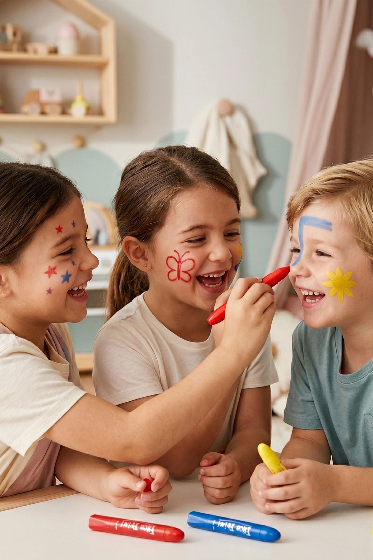 Yıkanabilir 3 Renk Çevirmeli Mekanizmalı Yüz Boyama Seti - Face Paint