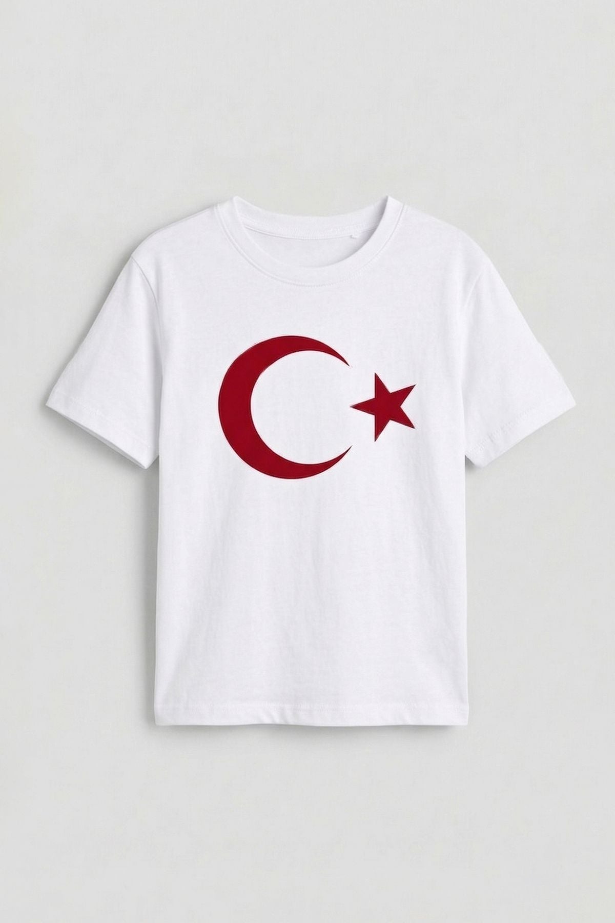 Türk Bayrağı Baskılı Beyaz Renk T-Shirt