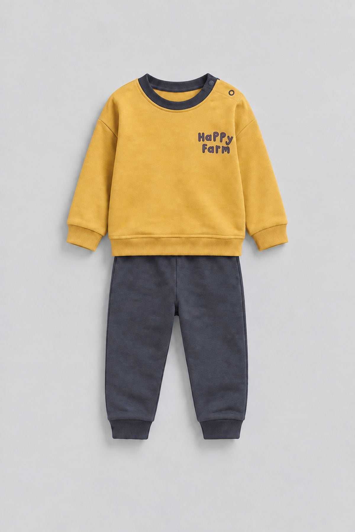 Happy Farm Baskılı Erkek Bebek Sweatshirt Eşofman Alt Üst Takım