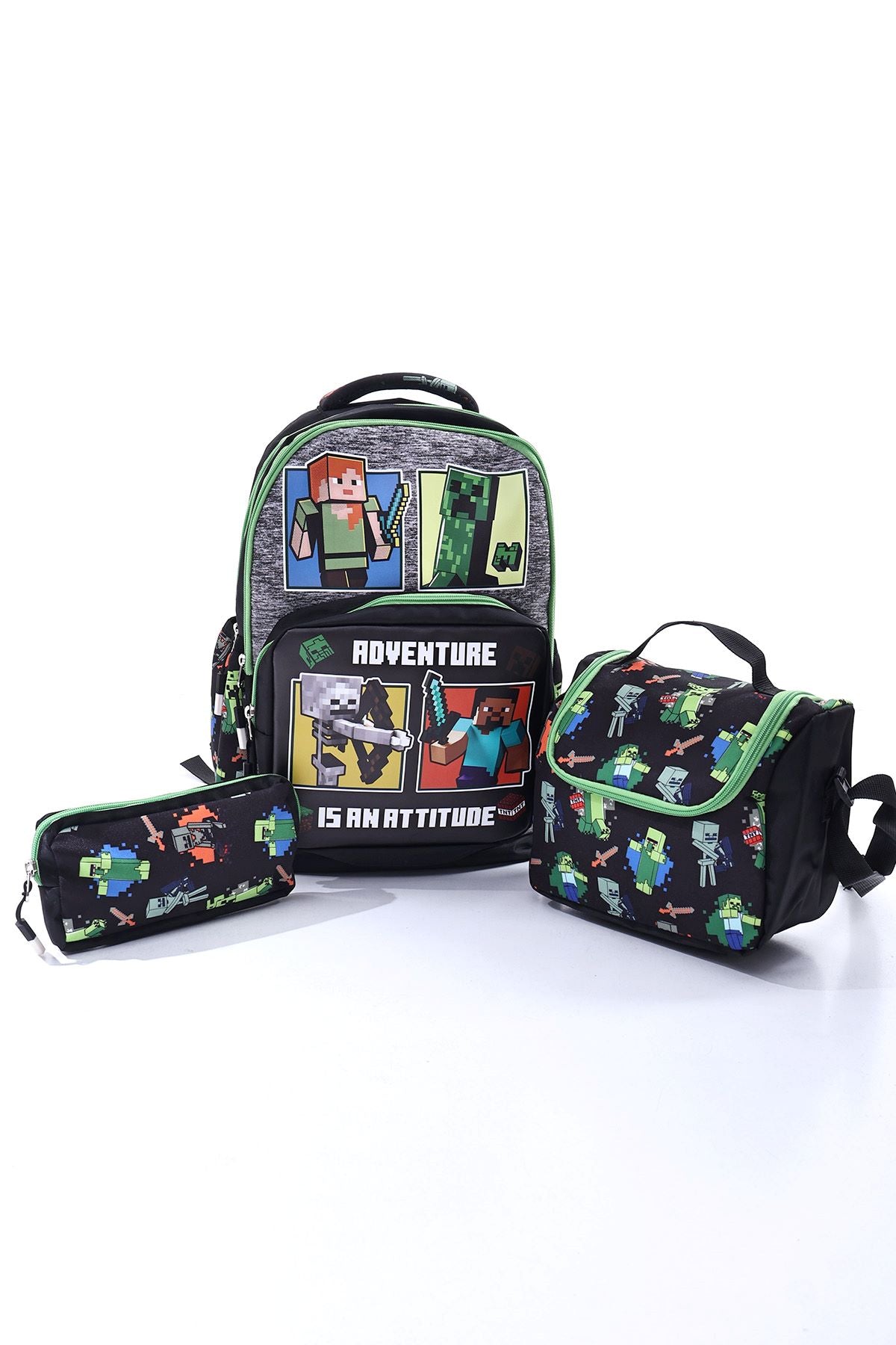 Adventure is An Attıtude Temalı Çocuk Okul Çanta Seti (Sırt Çantası - Beslenme Çantası - Kalemlik)