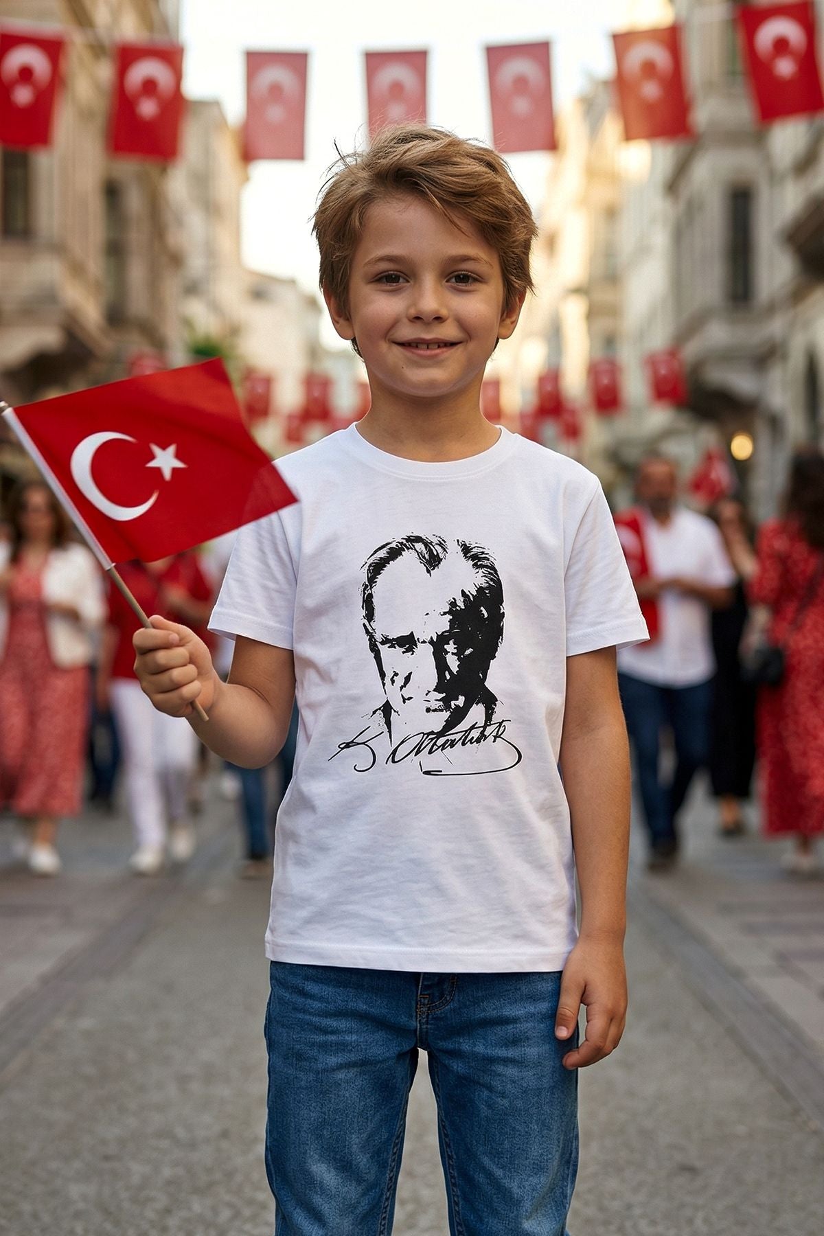 Atatürk Baskılı Beyaz Renk T-Shirt