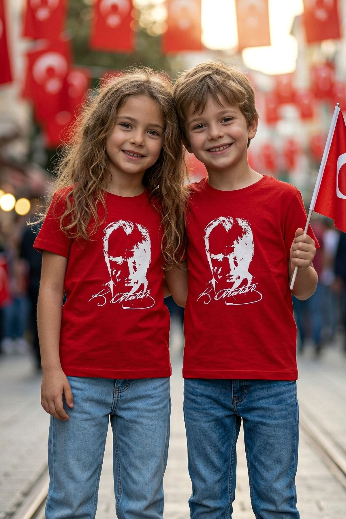 Atatürk Baskılı Kırmızı Renk T-Shirt
