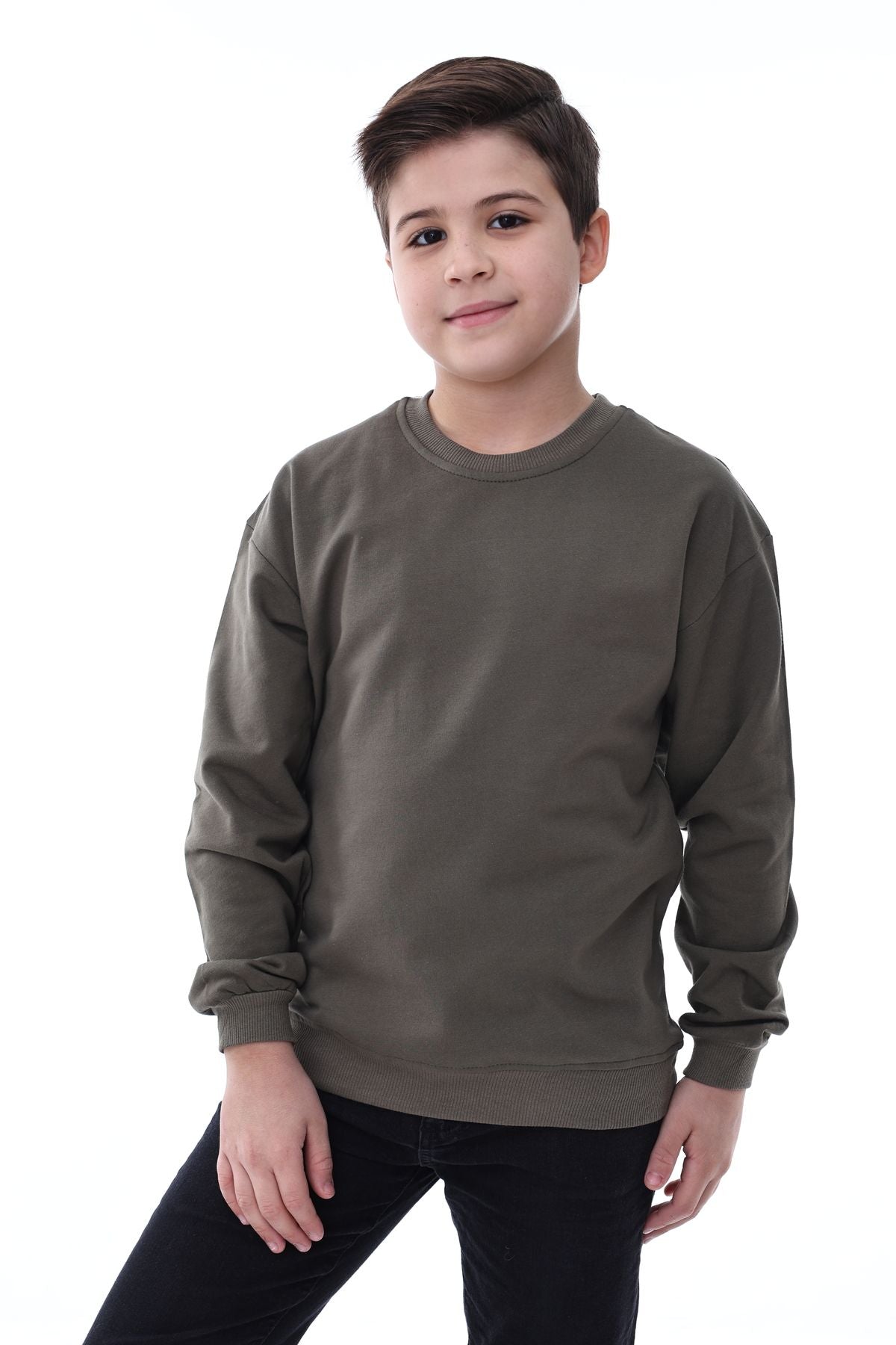 Basic Bisiklet Yaka Şardonlu Çocuk Sweatshirt 3-12 Yaş