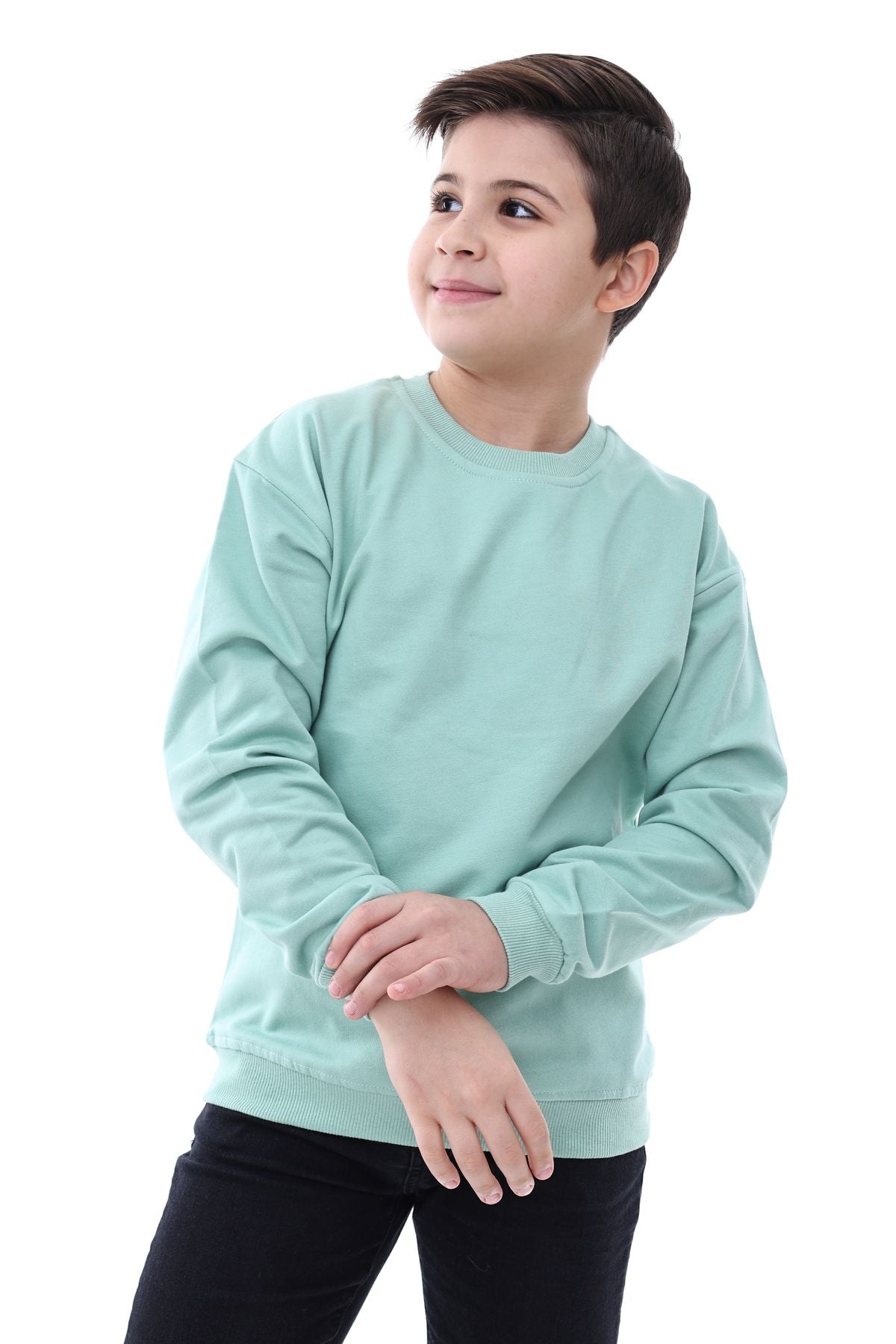 Basic Bisiklet Yaka Şardonlu Çocuk Sweatshirt 3-12 Yaş