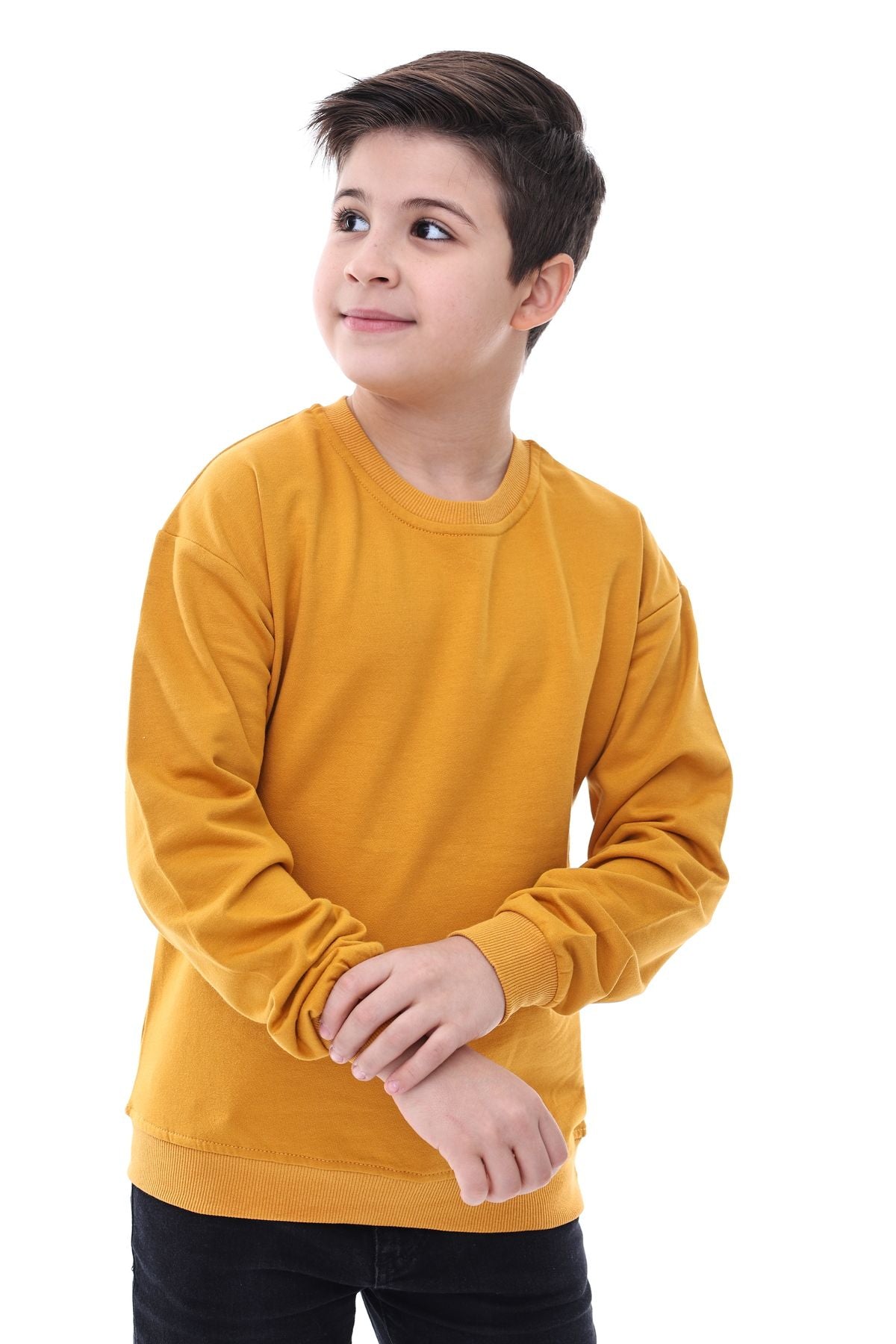 Basic Bisiklet Yaka Şardonlu Çocuk Sweatshirt 3-12 Yaş