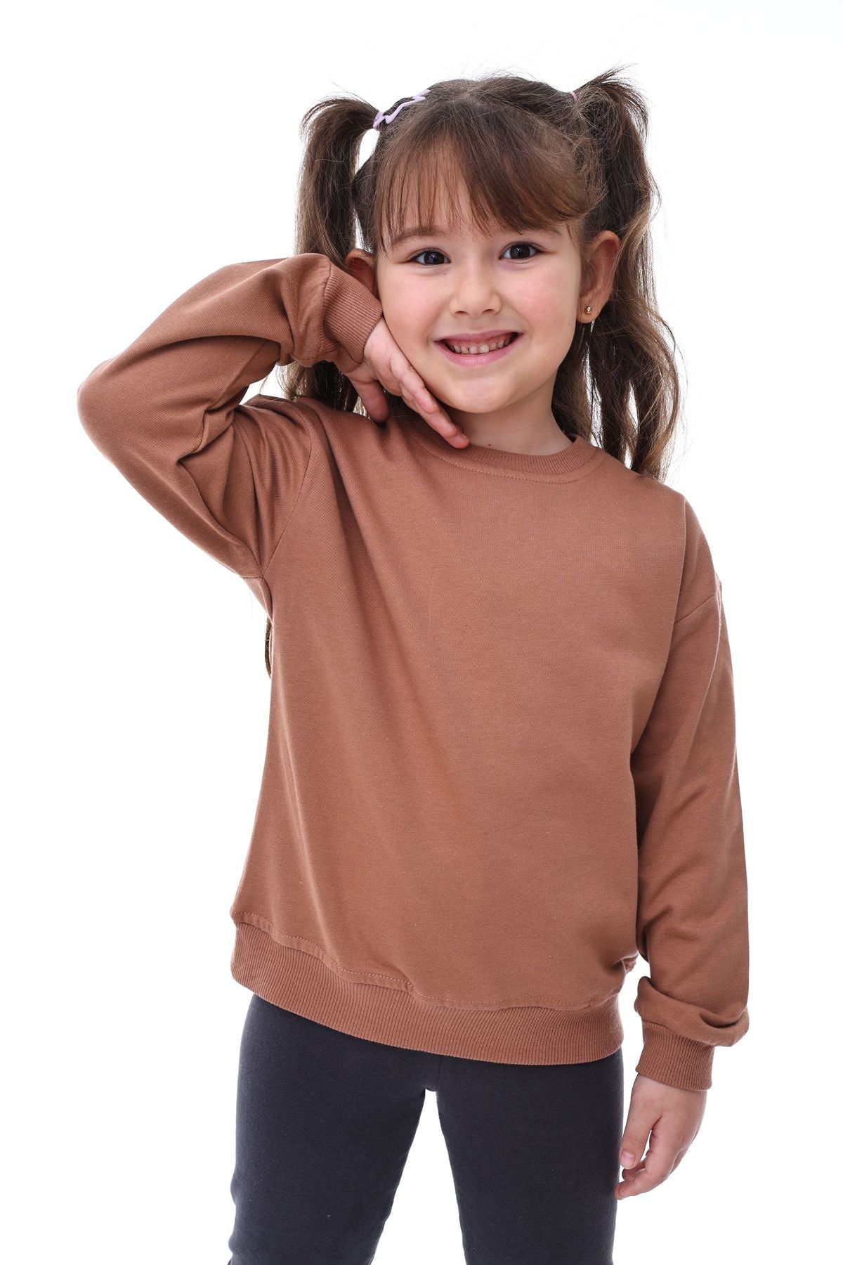 Basic Bisiklet Yaka Şardonlu Çocuk Sweatshirt 3-12 Yaş