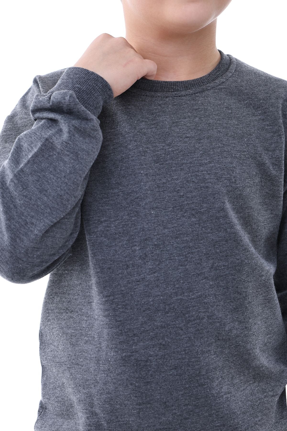 Basic Bisiklet Yaka Şardonlu Çocuk Sweatshirt 3-12 Yaş