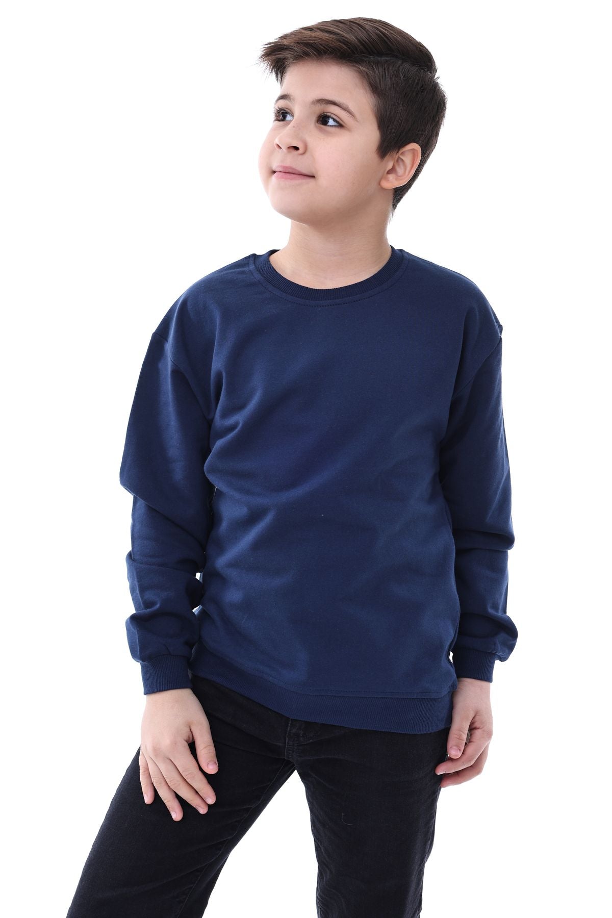 Basic Bisiklet Yaka Şardonlu Çocuk Sweatshirt 3-12 Yaş