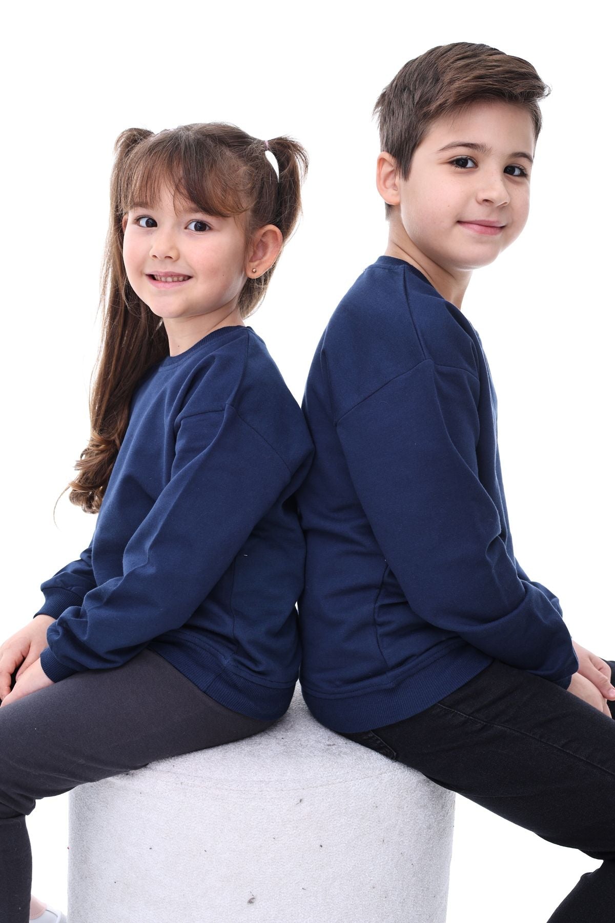 Basic Bisiklet Yaka Şardonlu Çocuk Sweatshirt 3-12 Yaş