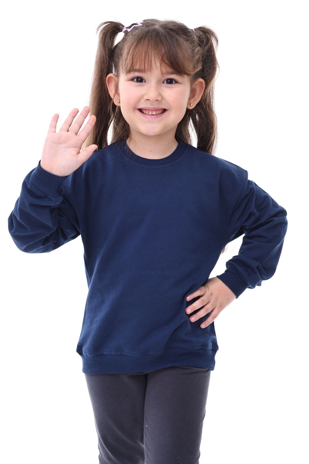 Basic Bisiklet Yaka Şardonlu Çocuk Sweatshirt 3-12 Yaş