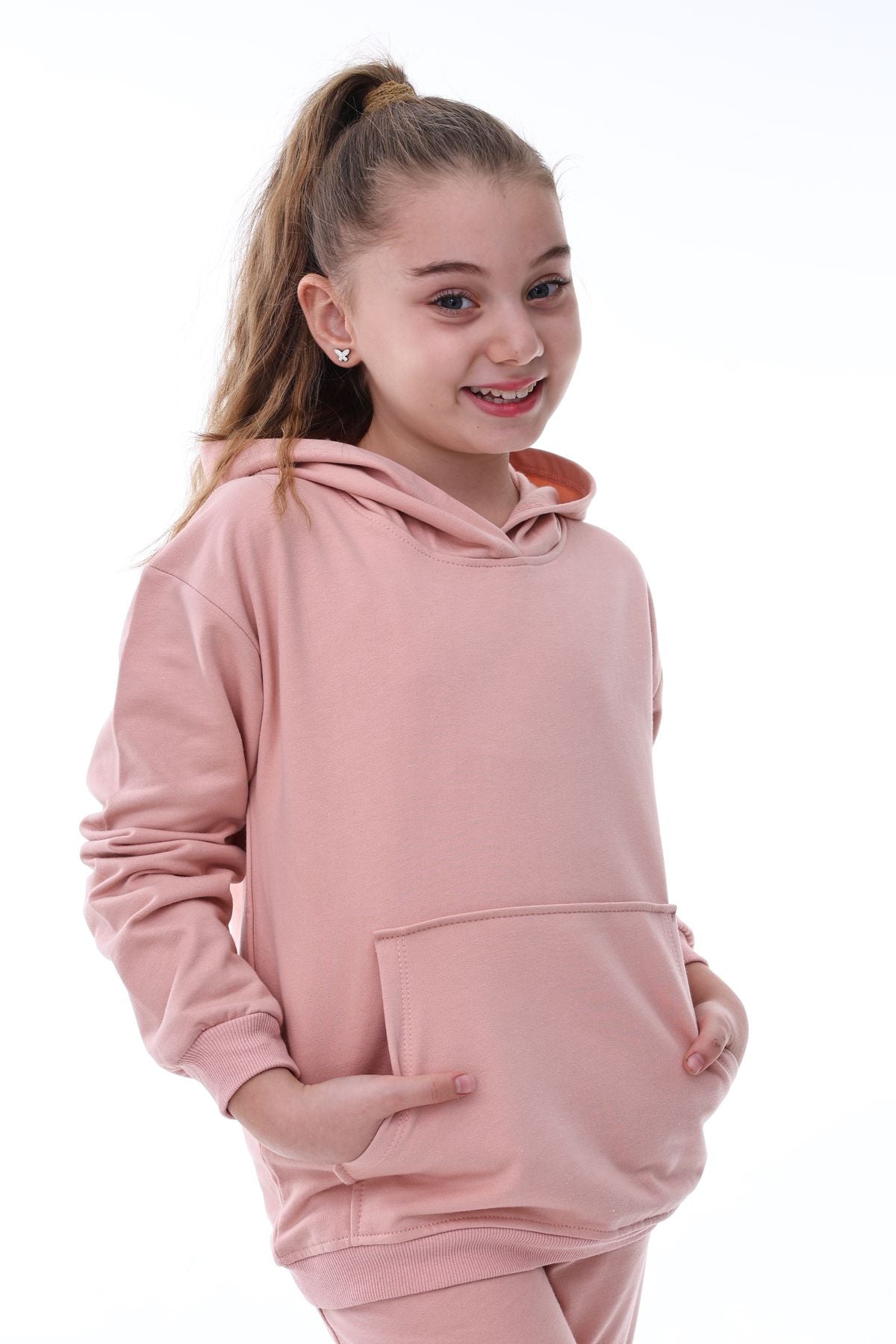 Basic Kapüşonlu Şardonlu Kanguru Cep Detaylı Çocuk Sweatshirt 3-12 Yaş