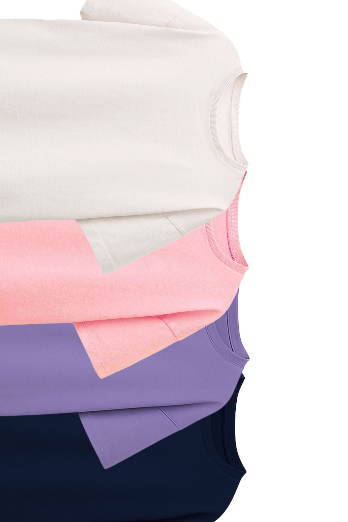 Basic 4'Lü Kız Çocuk T-Shirt ( Beyaz - Pembe - Mor - Lacivert )