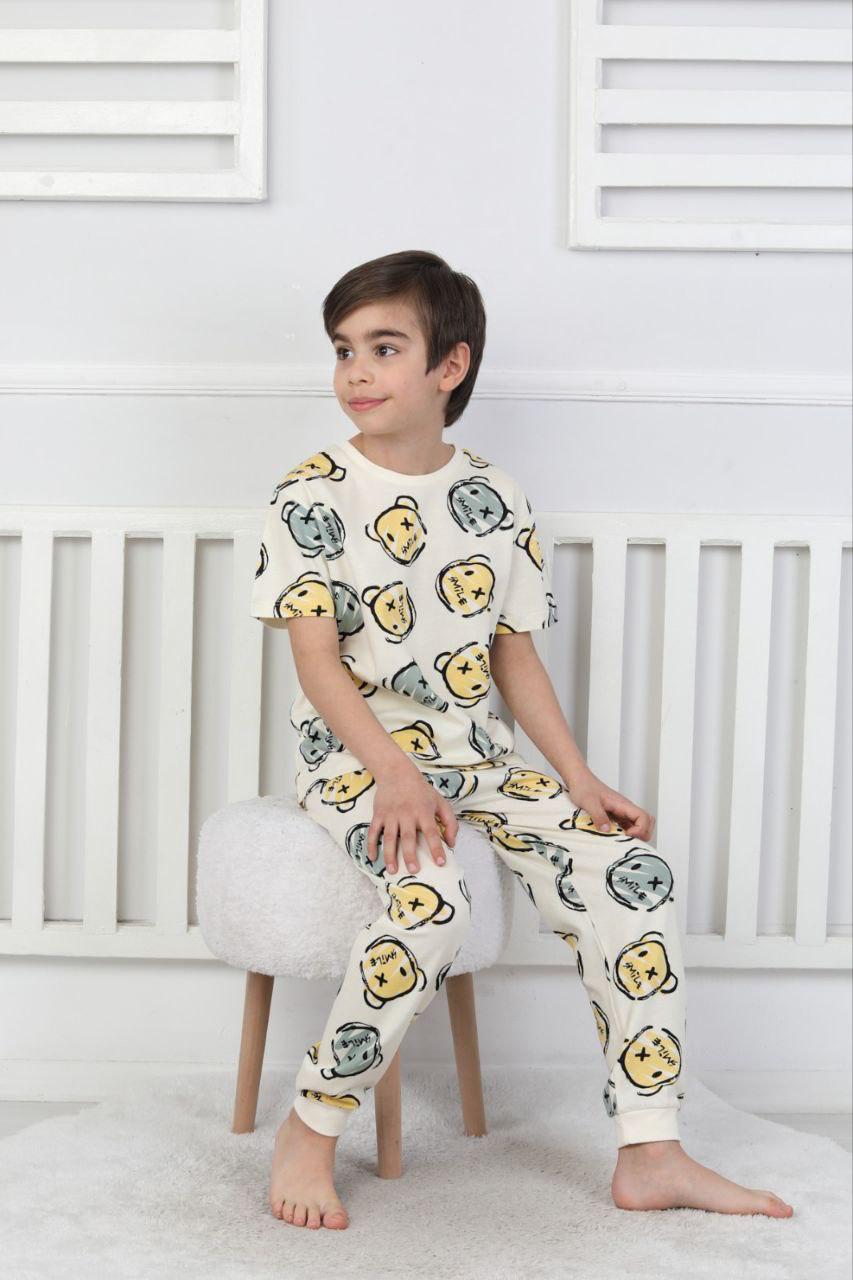 Çizgi Ayı Desenli Erkek Çocuk Pijama Takımı