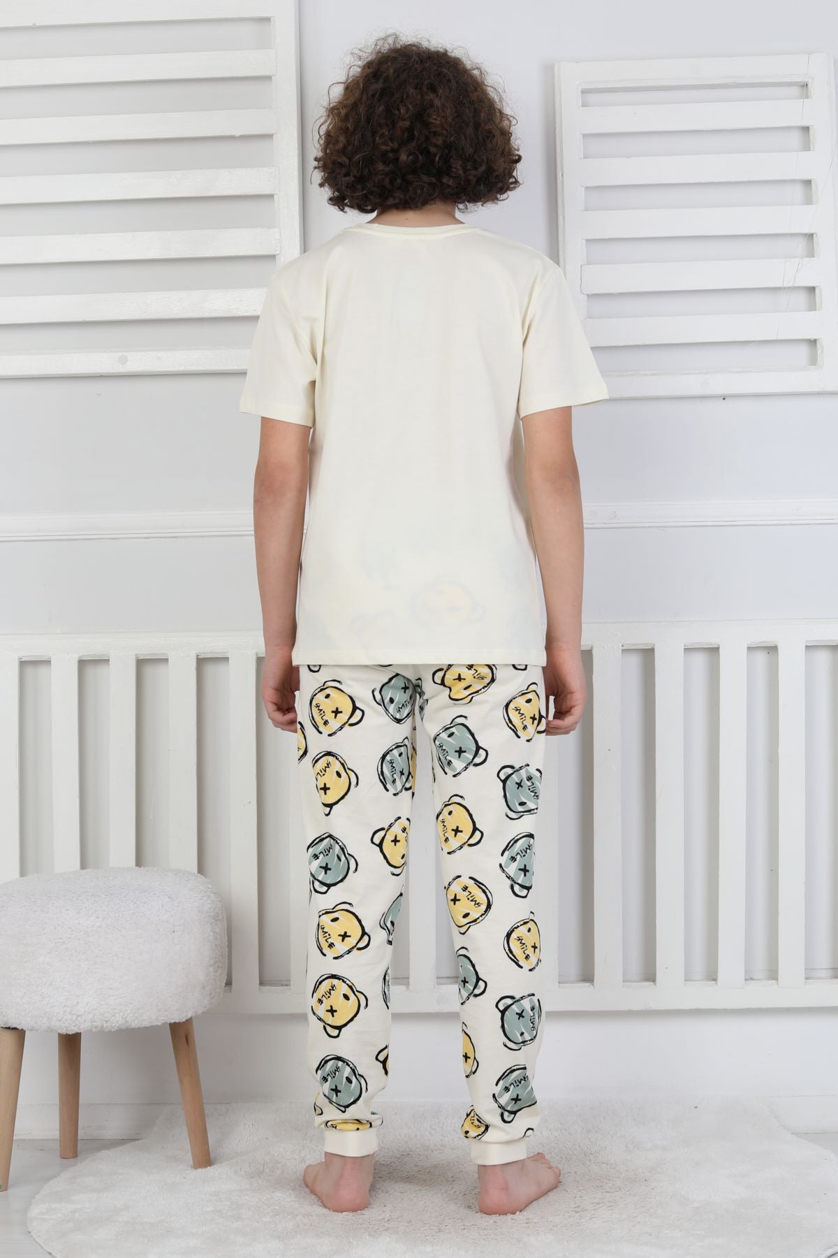 Çizgi Ayı Desenli Erkek Çocuk Pijama Takımı