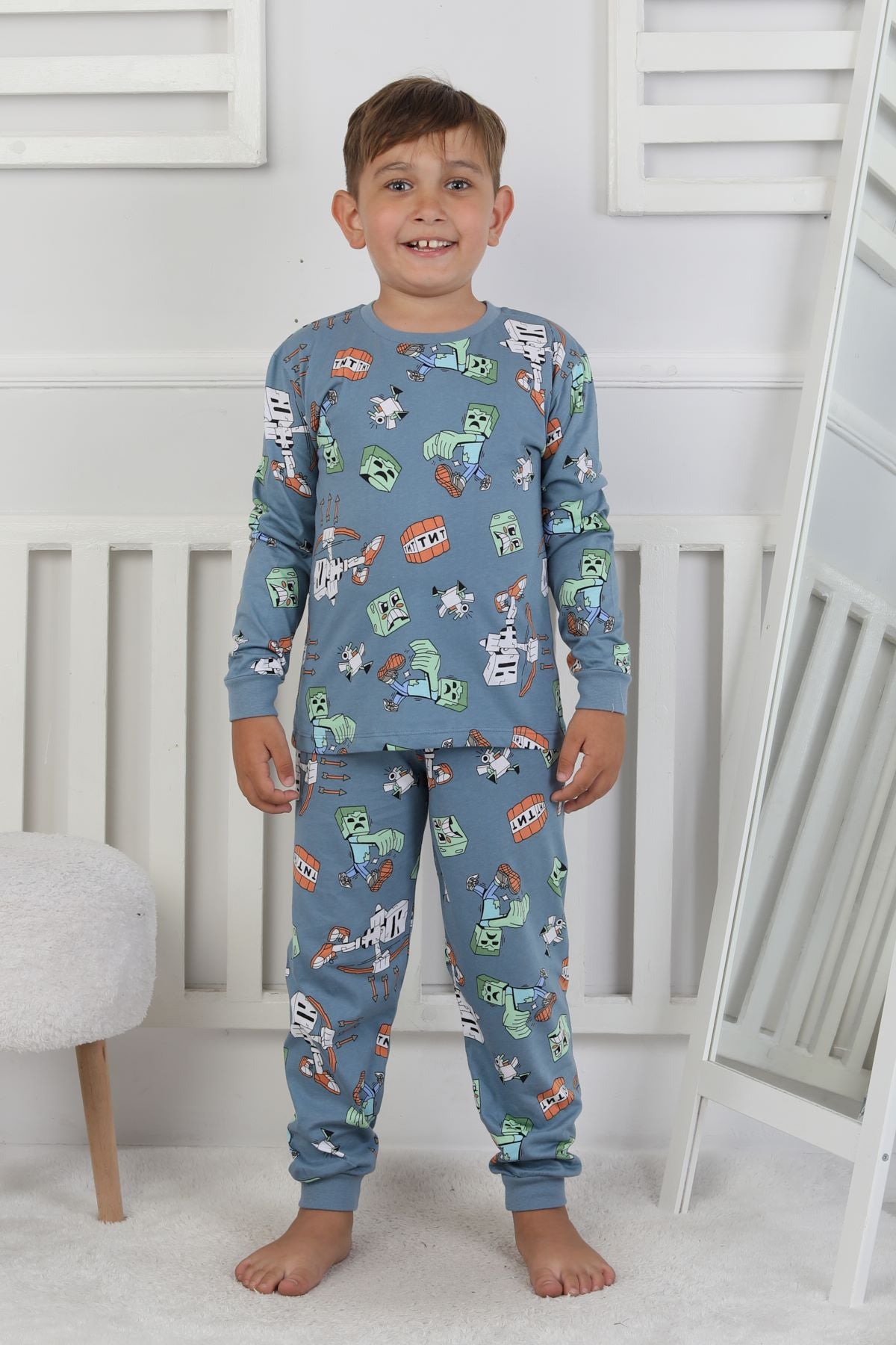 Computer Game Desenli Erkek Çocuk Pijama Takımı