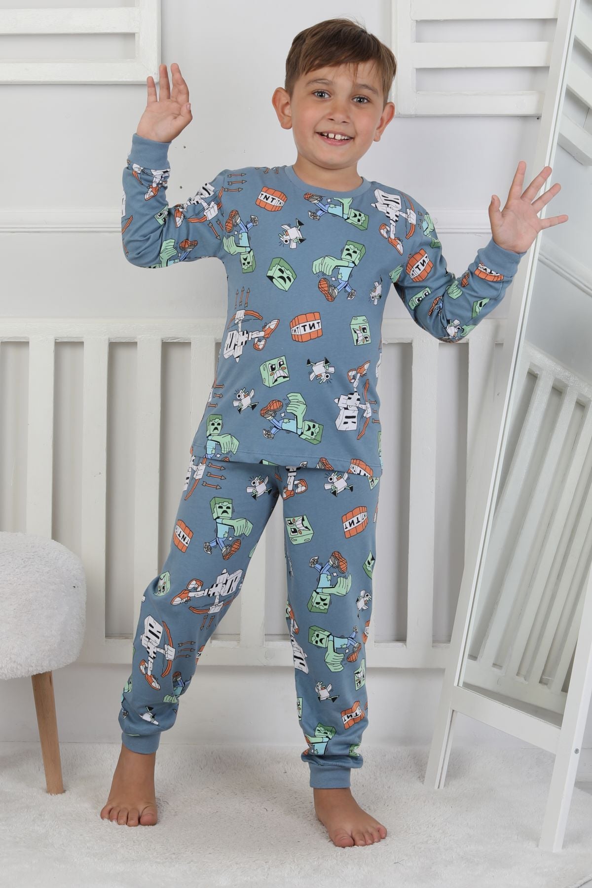Computer Game Desenli Erkek Çocuk Pijama Takımı