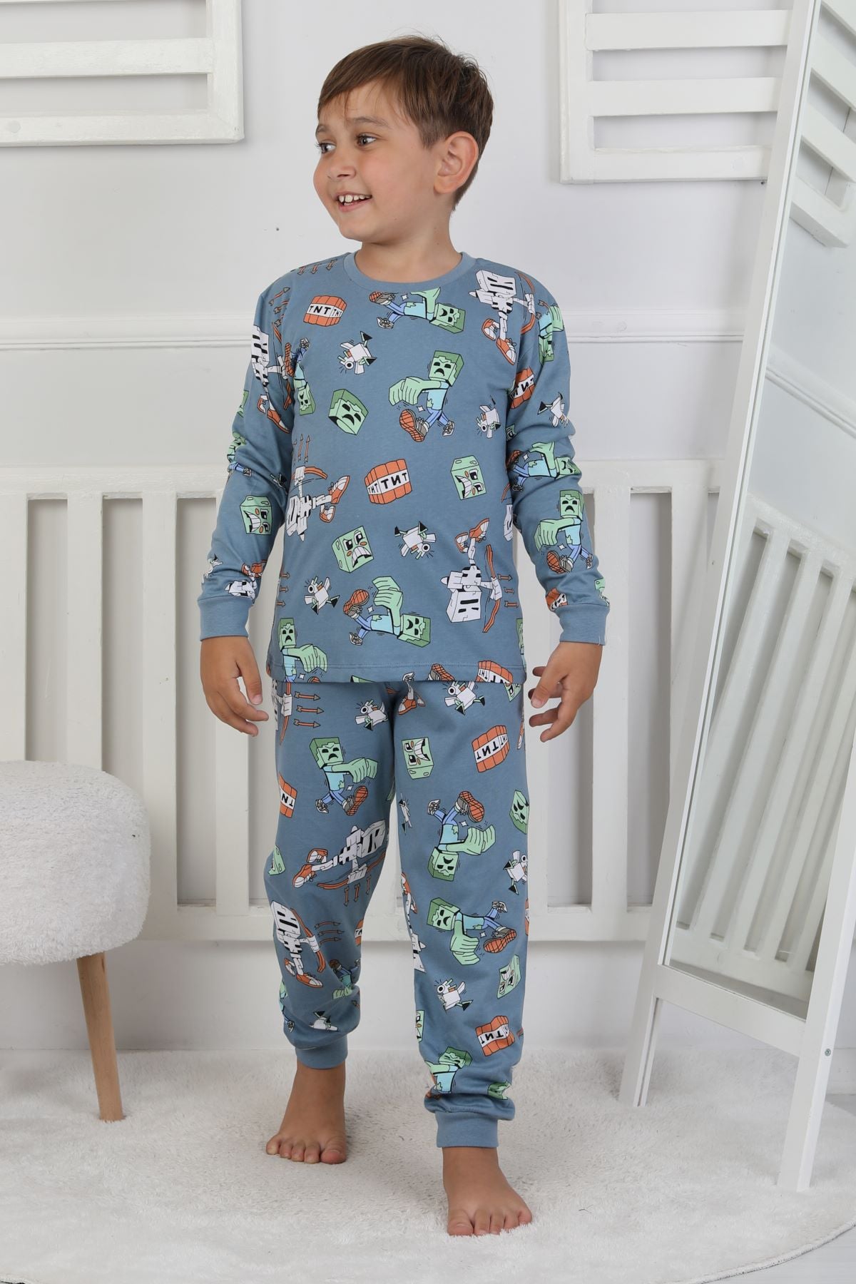 Computer Game Desenli Erkek Çocuk Pijama Takımı
