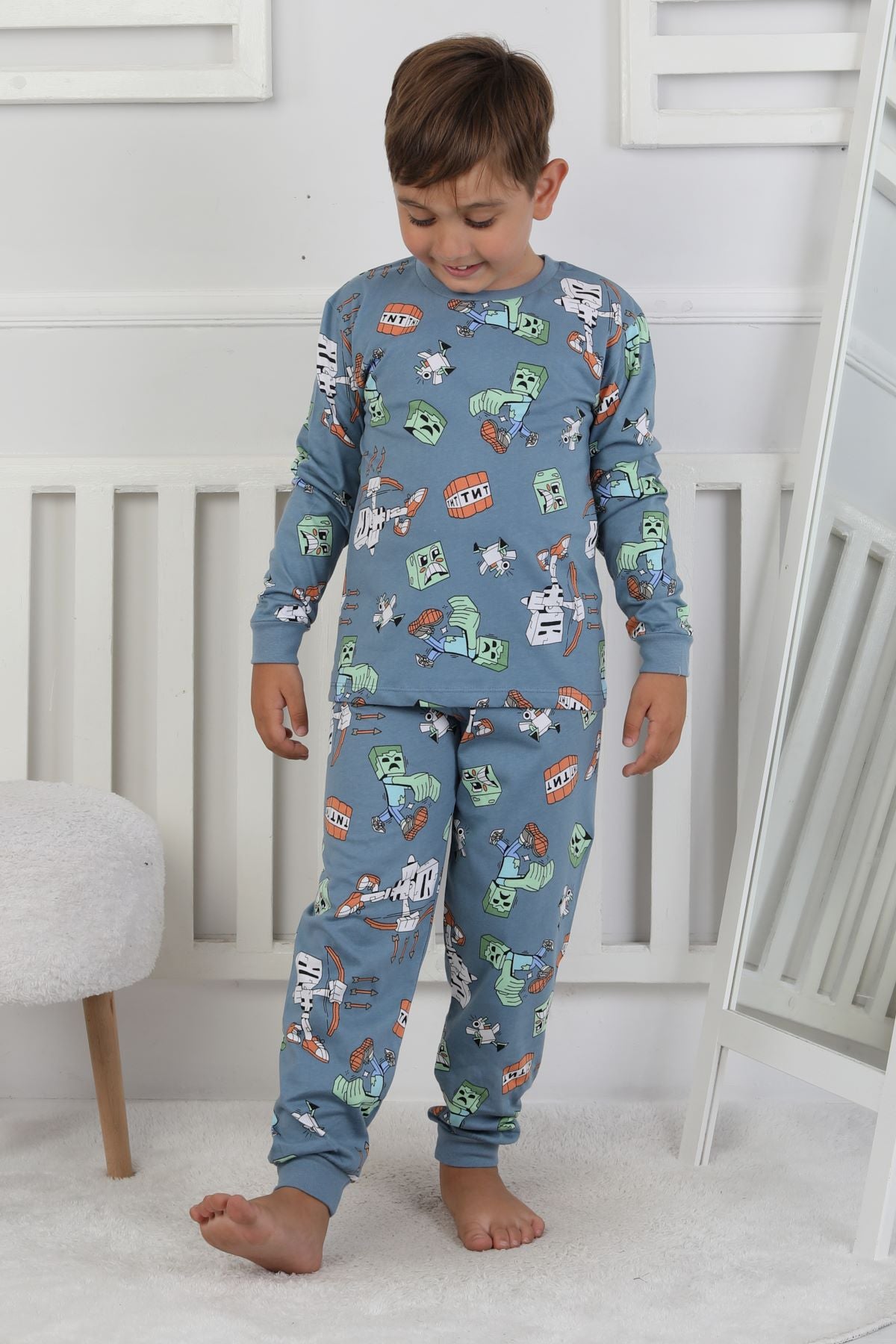 Computer Game Desenli Erkek Çocuk Pijama Takımı