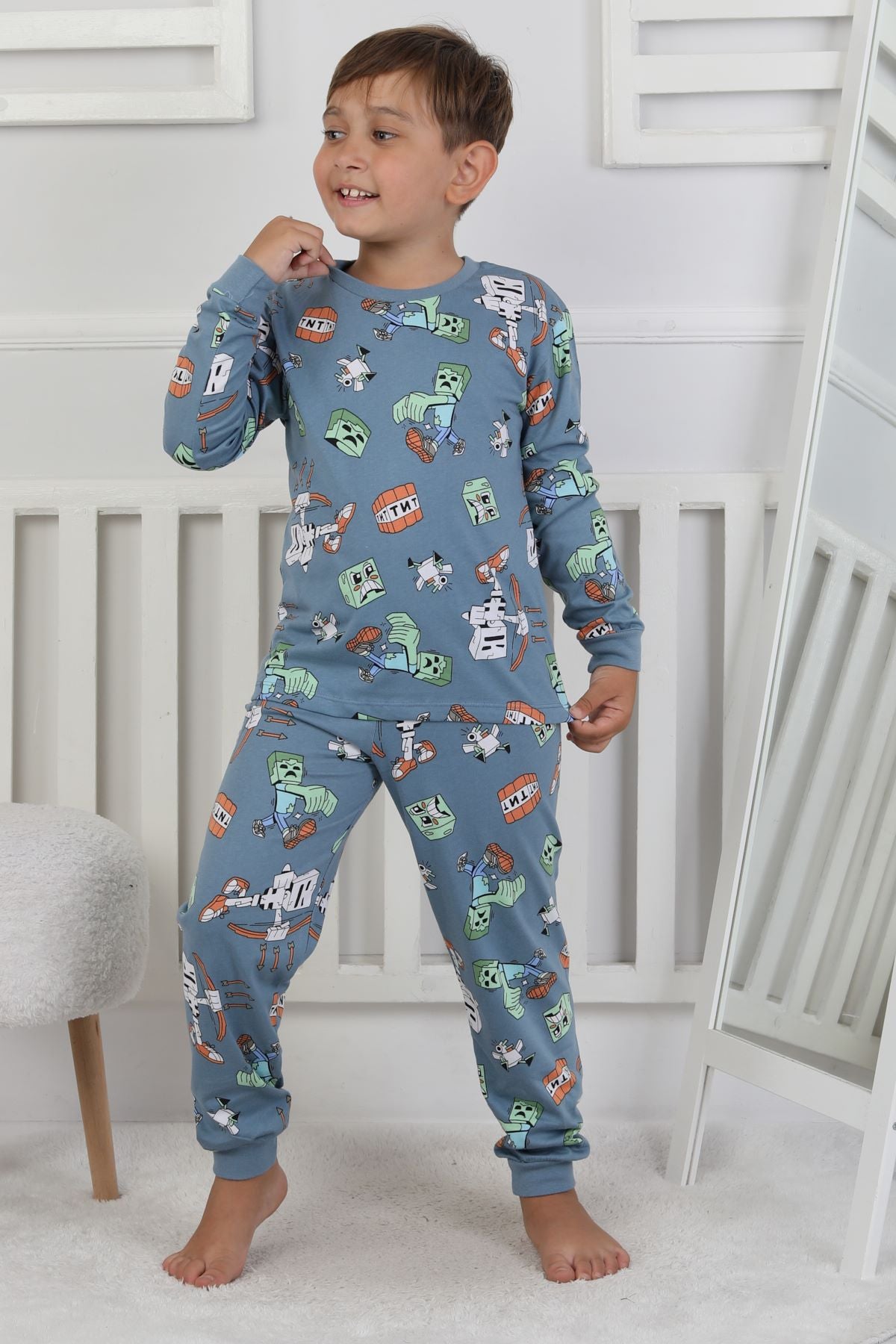 Computer Game Desenli Erkek Çocuk Pijama Takımı