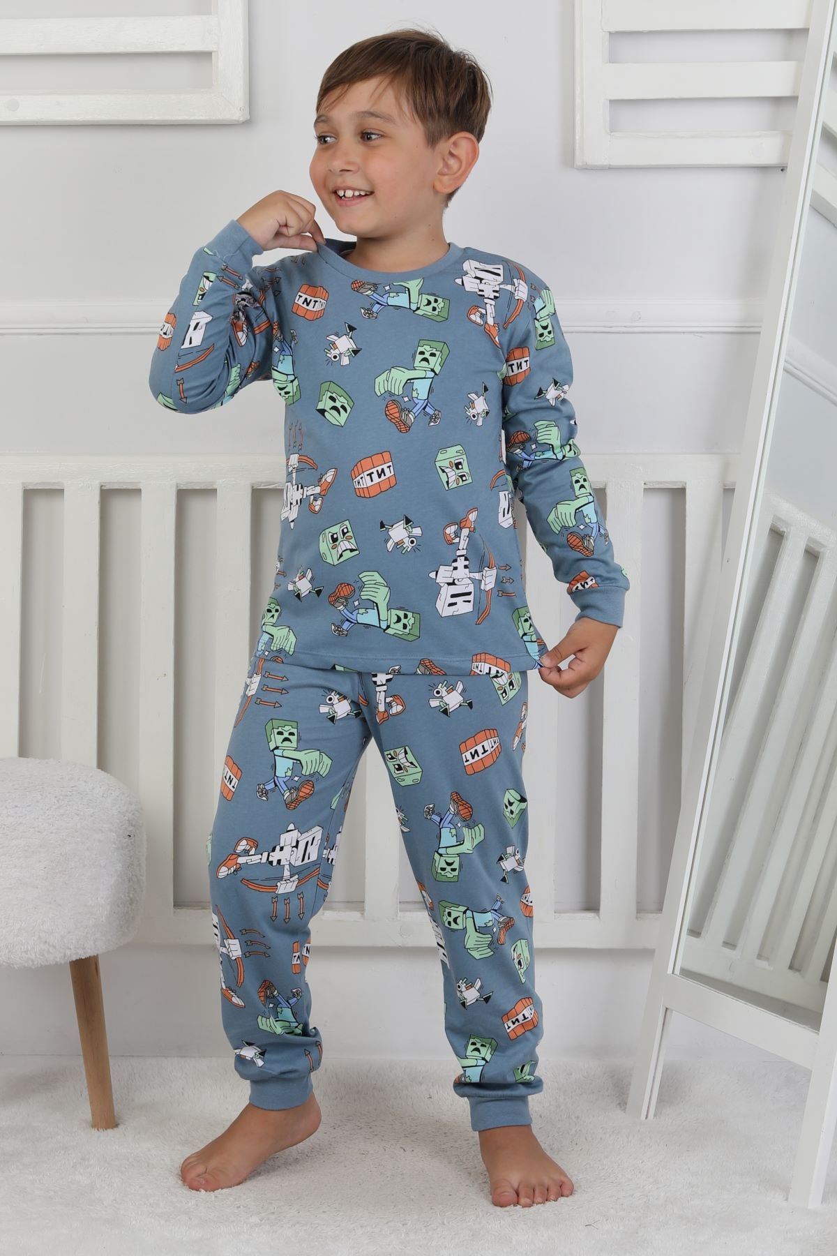 Computer Game Desenli Erkek Çocuk Pijama Takımı