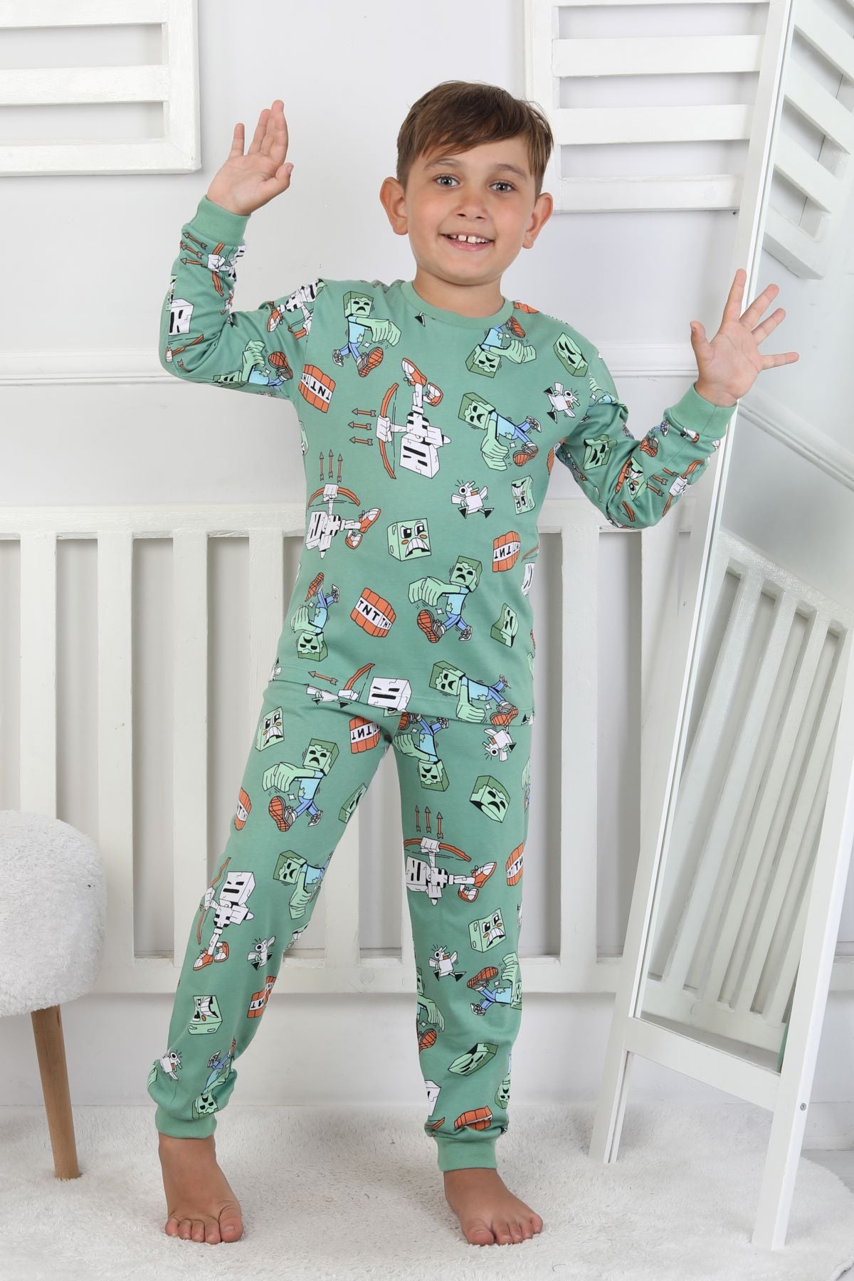 Computer Game Desenli Erkek Çocuk Pijama Takımı