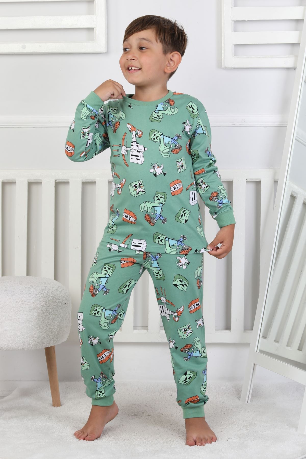 Computer Game Desenli Erkek Çocuk Pijama Takımı