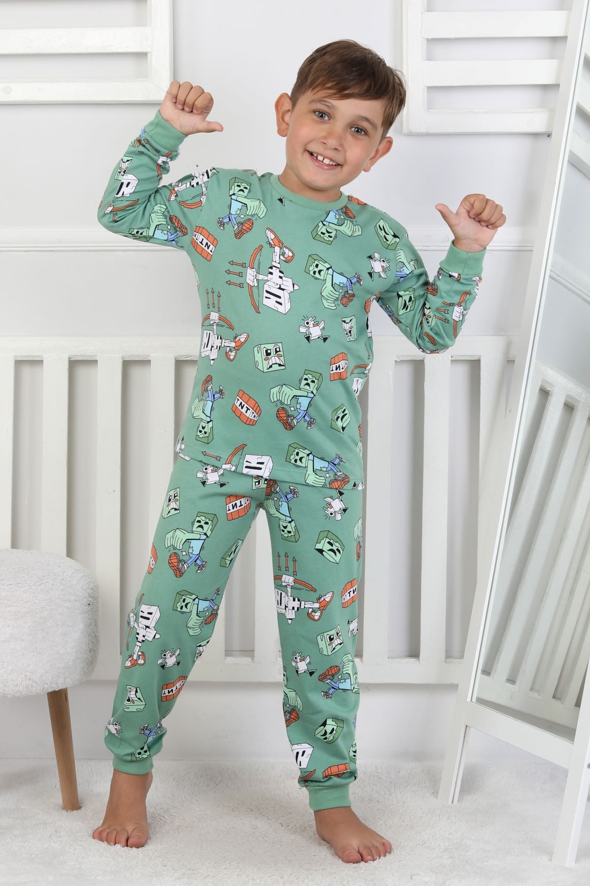 Computer Game Desenli Erkek Çocuk Pijama Takımı