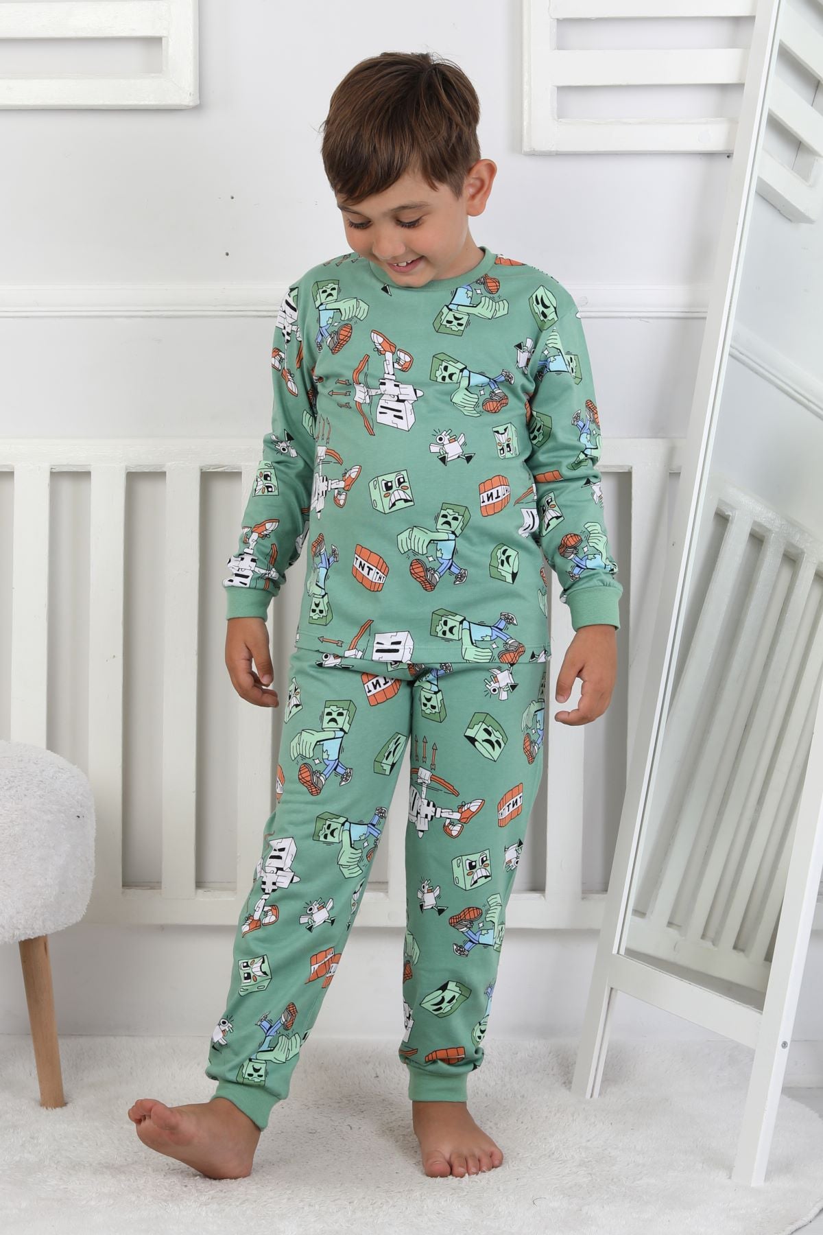 Computer Game Desenli Erkek Çocuk Pijama Takımı