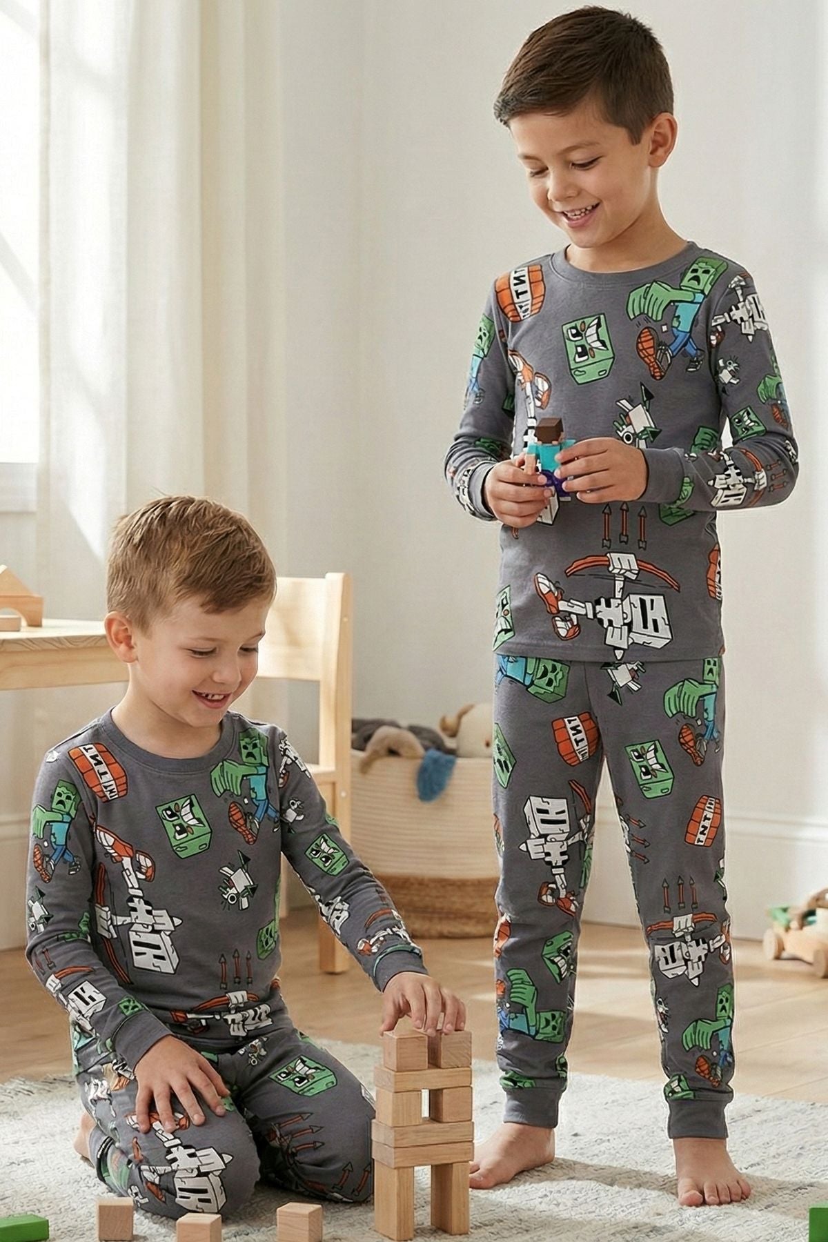 Computer Game Desenli Erkek Çocuk Pijama Takımı