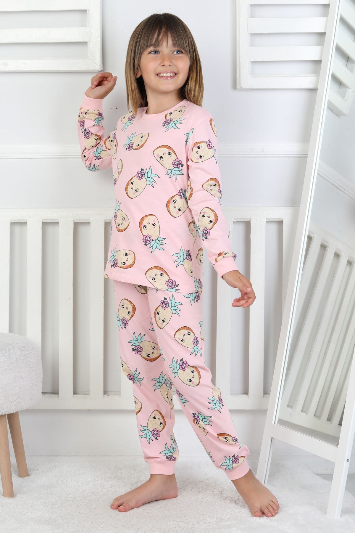 Cute Ananas Desenli Kız Çocuk Pijama Takımı