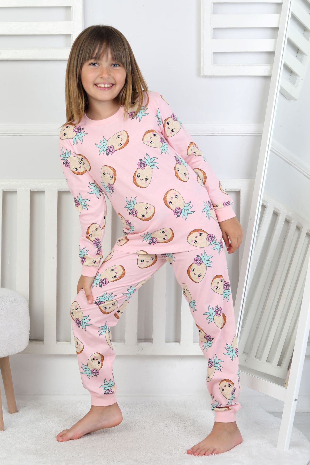 Cute Ananas Desenli Kız Çocuk Pijama Takımı