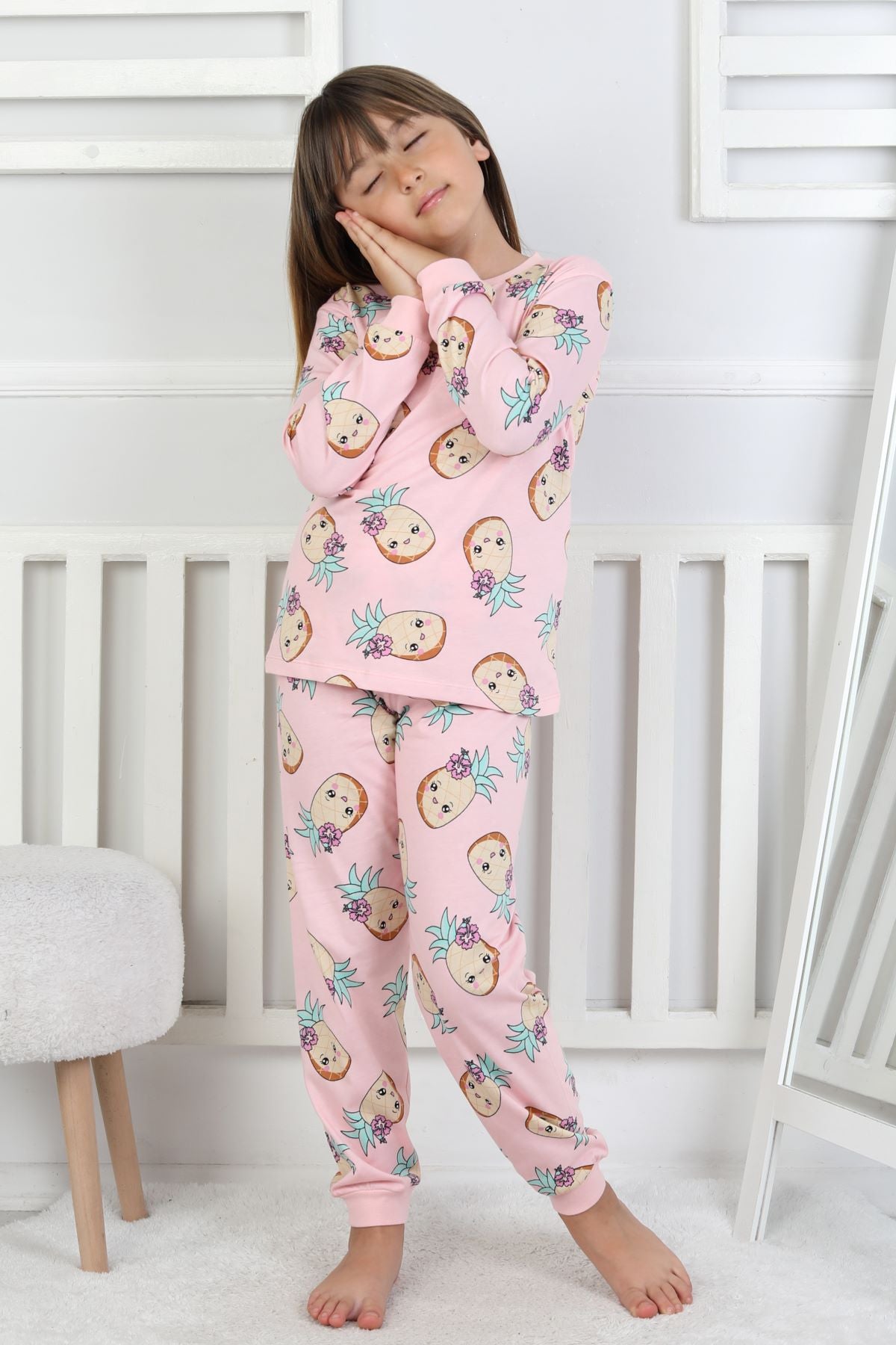 Cute Ananas Desenli Kız Çocuk Pijama Takımı