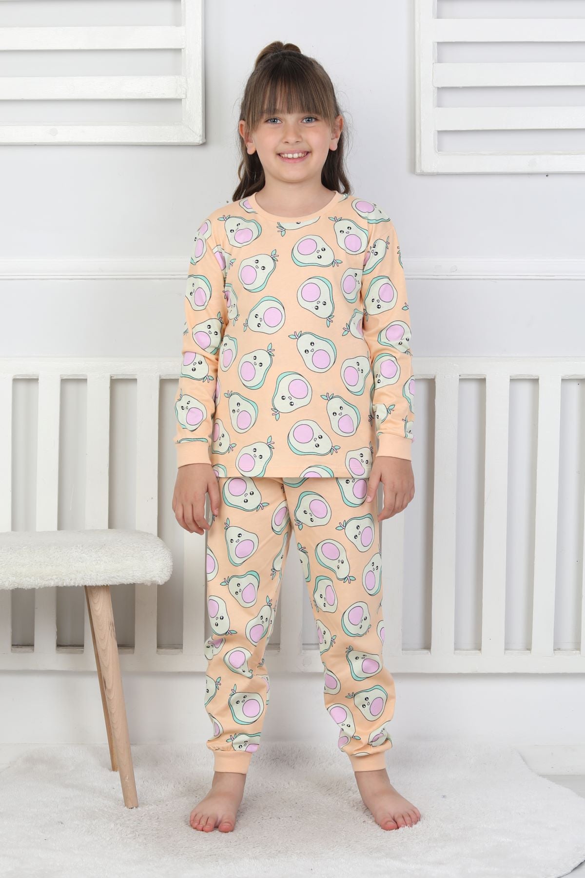 Cute Avocado Desenli Kız Çocuk Pijama Takımı