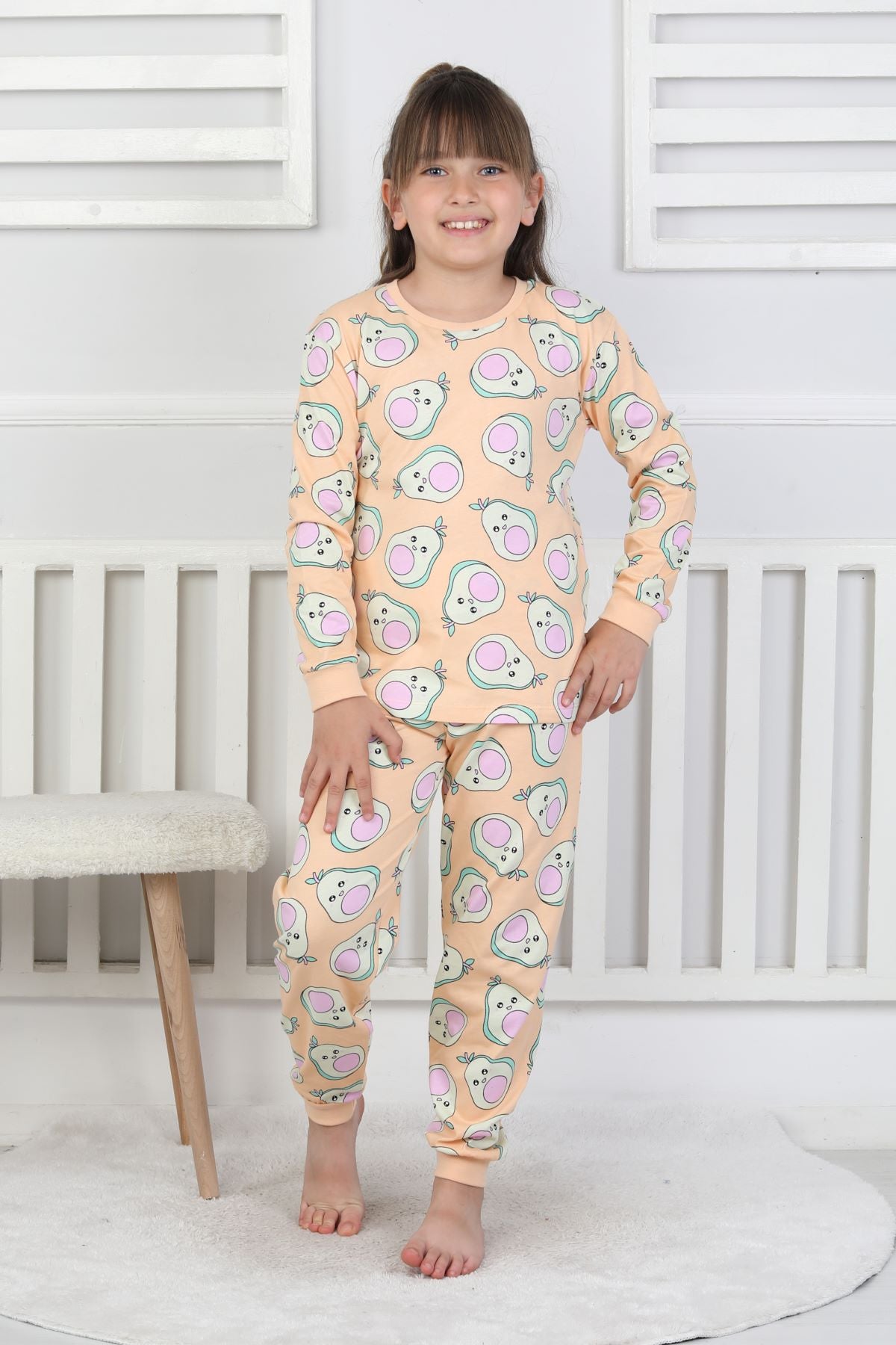 Cute Avocado Desenli Kız Çocuk Pijama Takımı