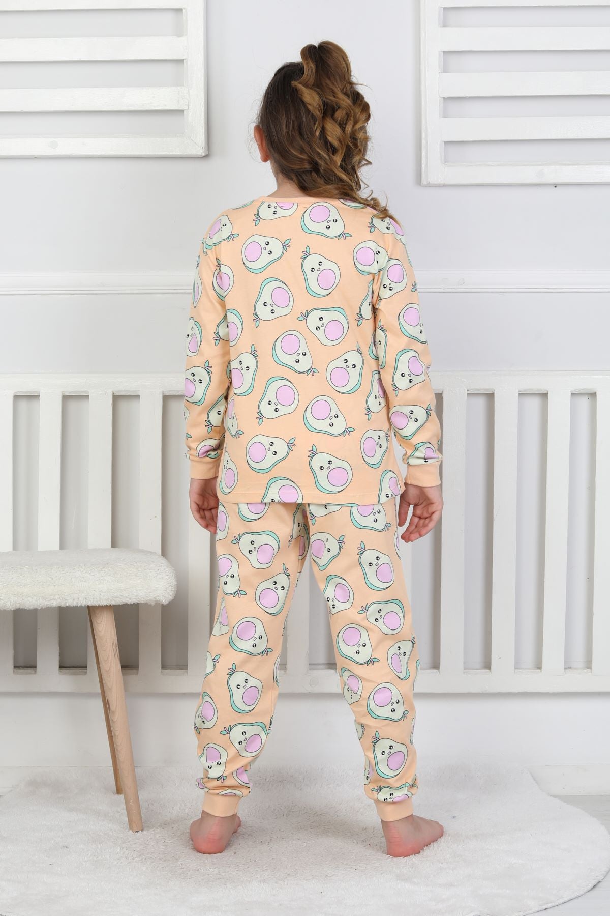 Cute Avocado Desenli Kız Çocuk Pijama Takımı