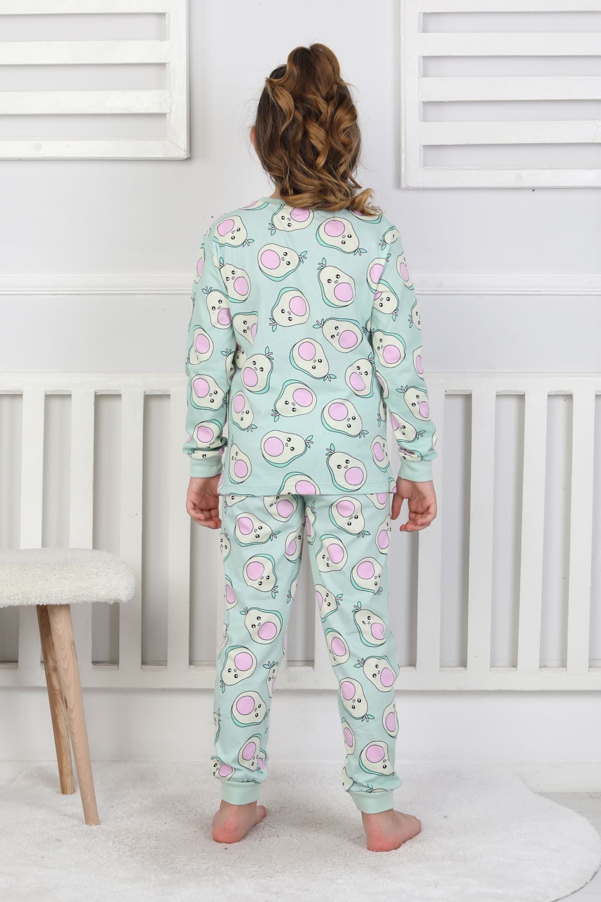 Cute Avocado Desenli Kız Çocuk Pijama Takımı