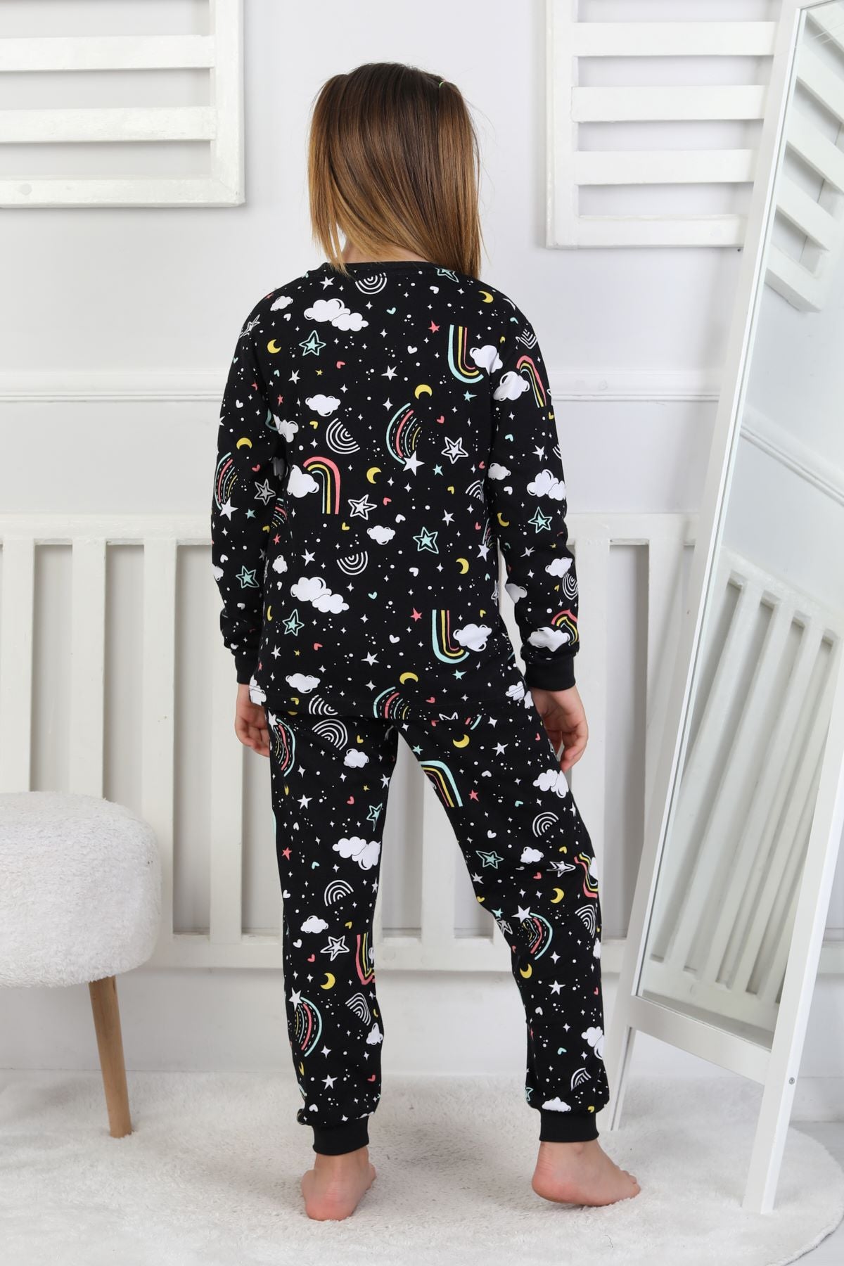 Cute Dreams Pattern Uzun Kollu Kız Çocuk Pijama Takımı