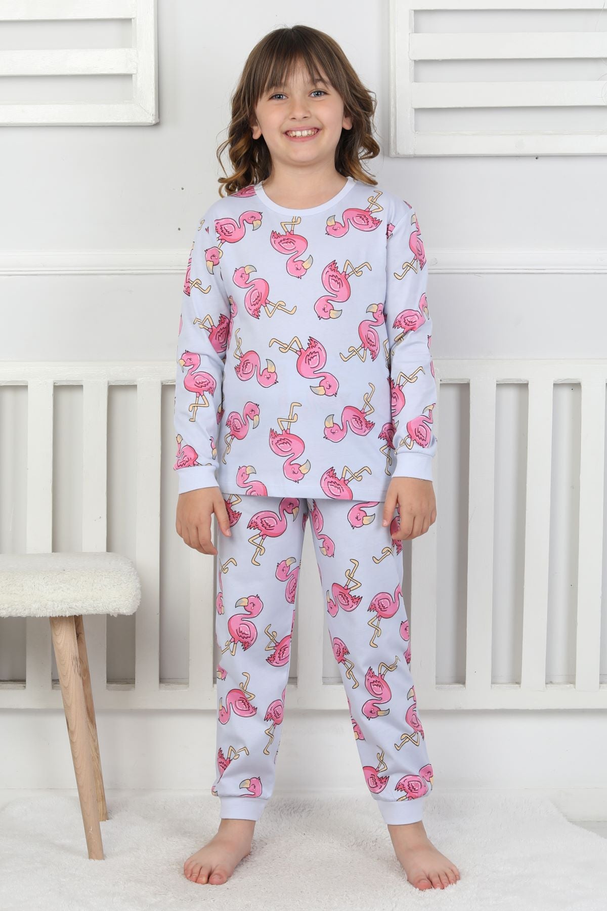 Cute Flamingo Desenli Kız Çocuk Pijama Takımı