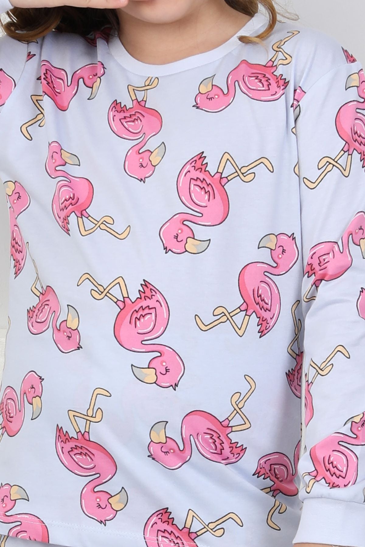 Cute Flamingo Desenli Kız Çocuk Pijama Takımı