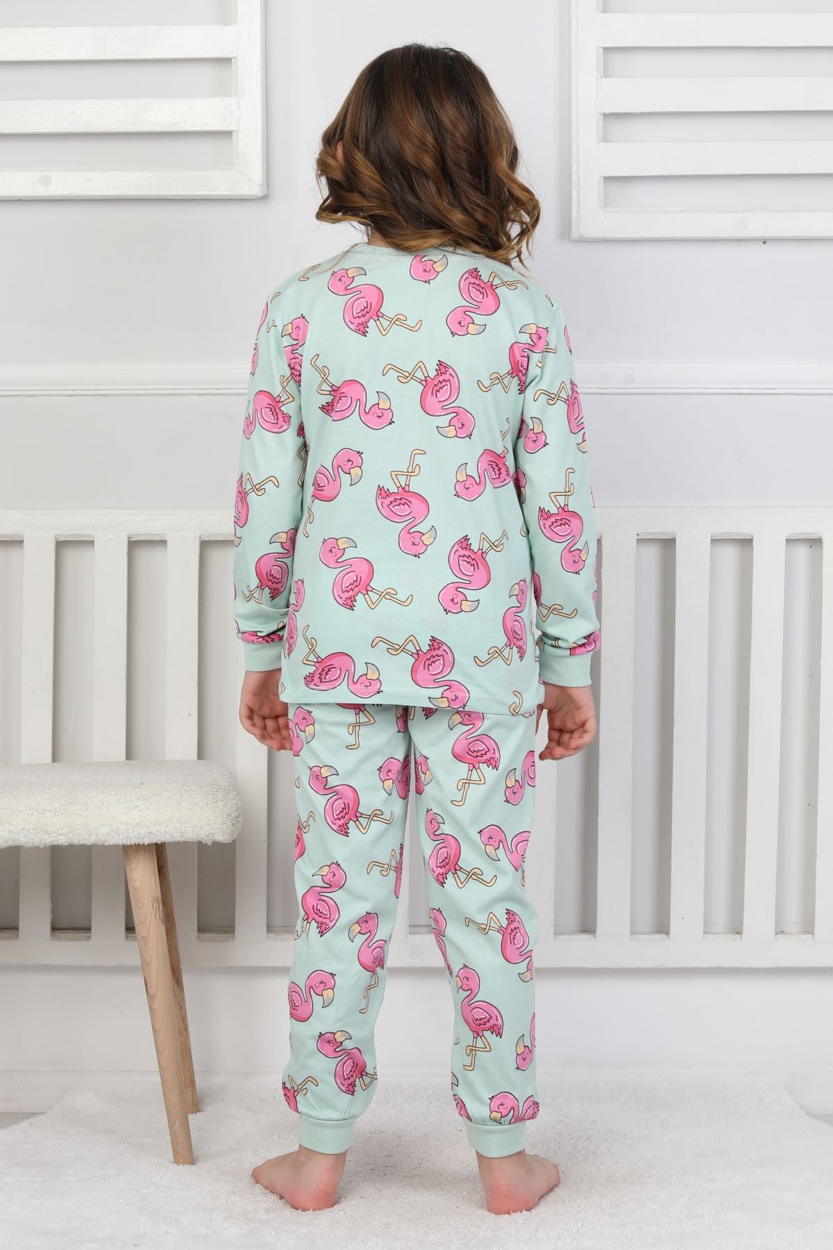 Cute Flamingo Desenli Kız Çocuk Pijama Takımı