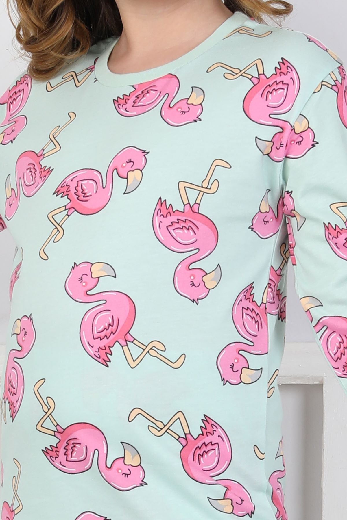 Cute Flamingo Desenli Kız Çocuk Pijama Takımı