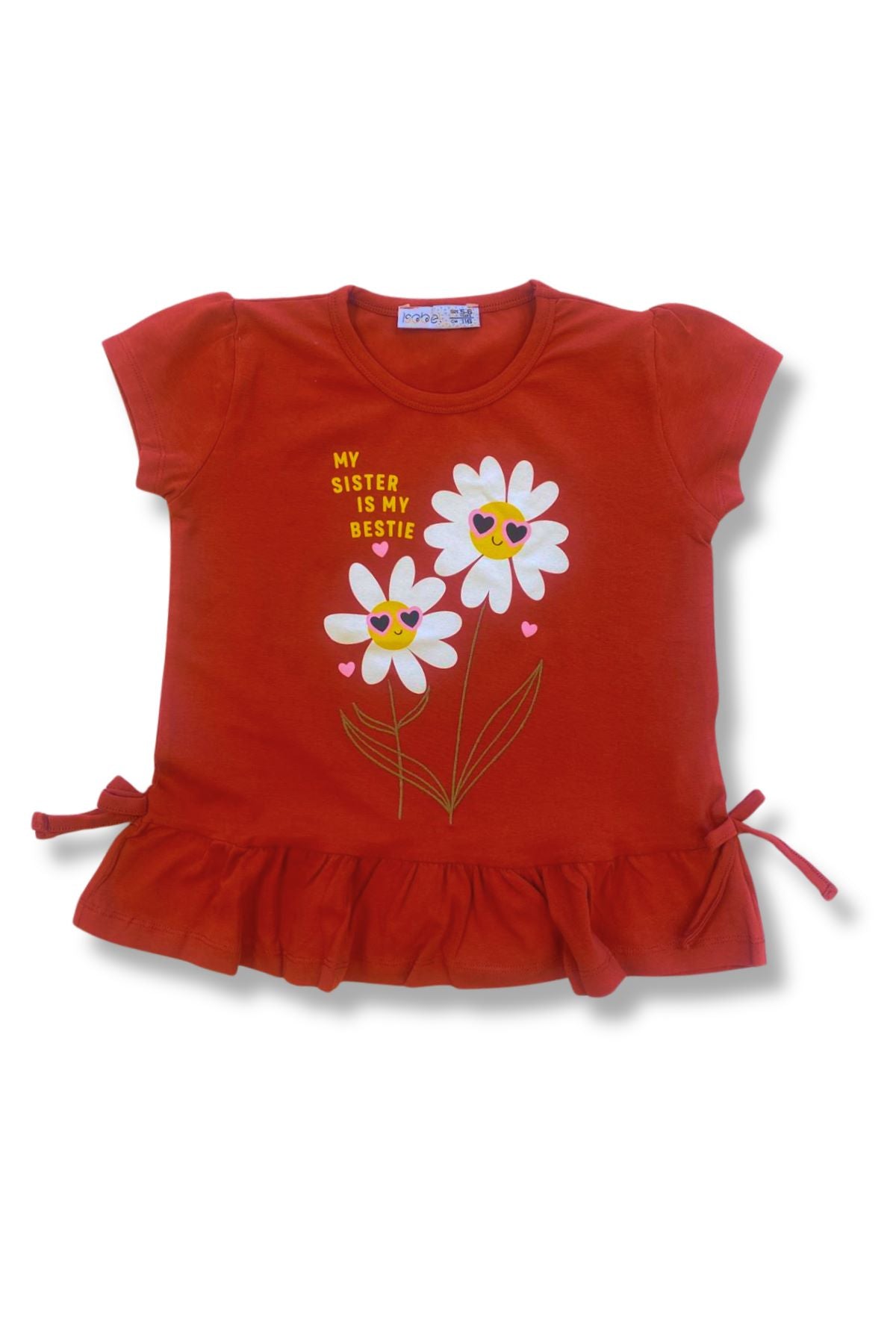 Cute My Sister İs My Bestie Baskılı Papatya T-Shirt