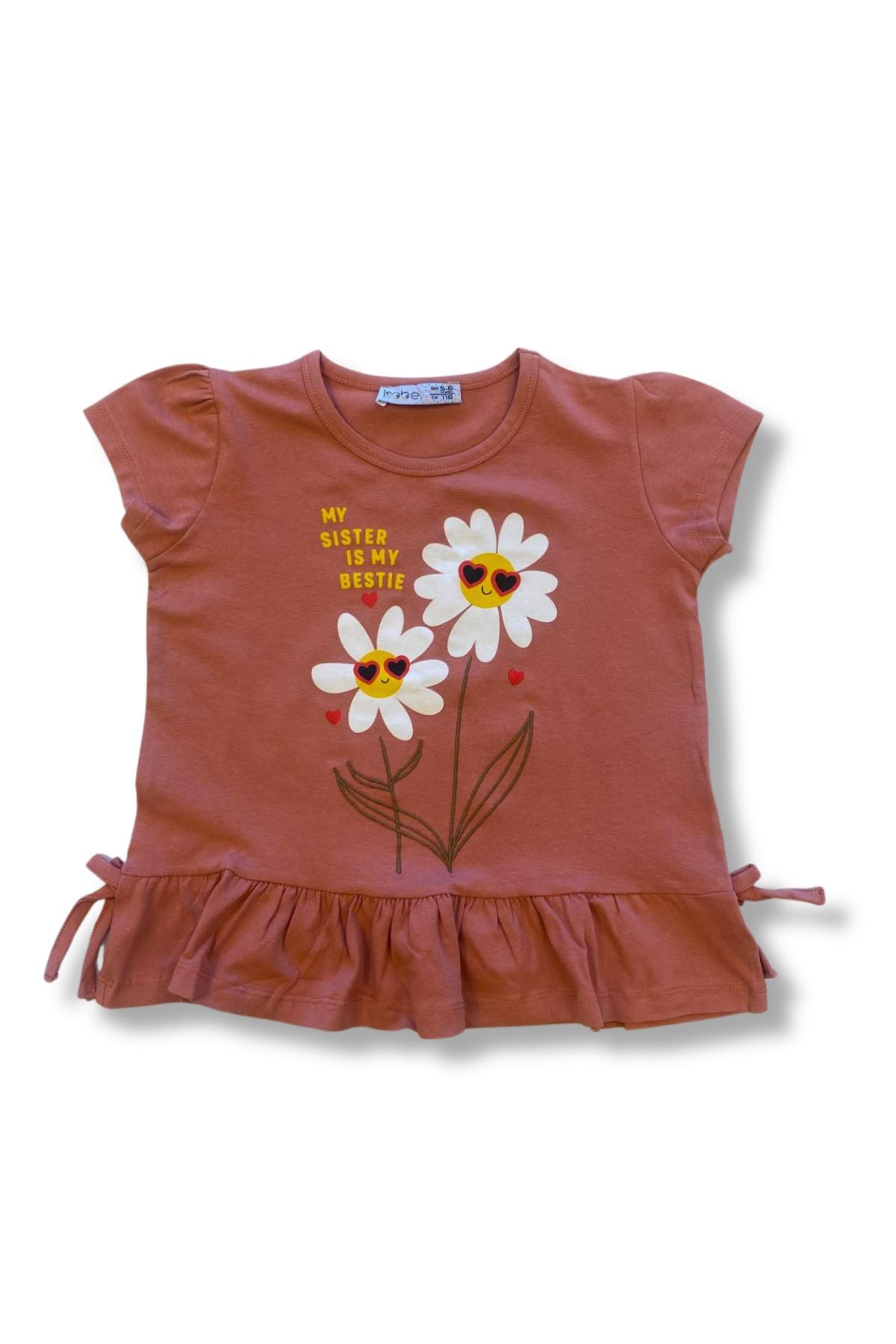 Cute My Sister İs My Bestie Baskılı Papatya T-Shirt