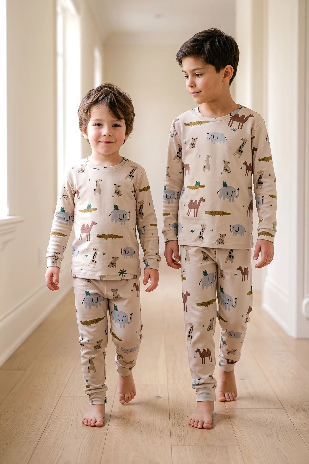 Erkek Çocuk %100 Pamuk Süprem Kumaş Uzun Kollu Mevsimlik Pijama Takımı