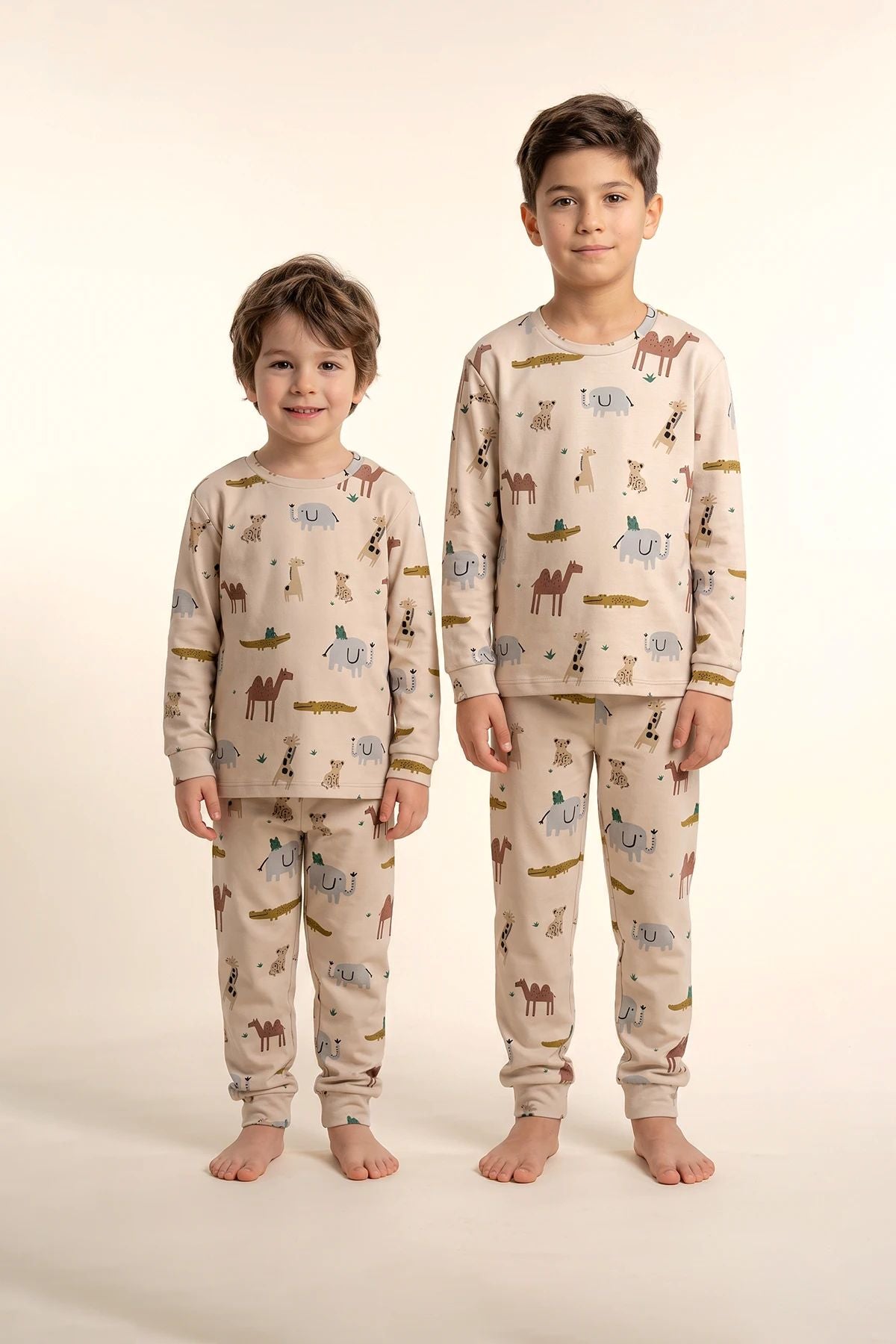 Erkek Çocuk %100 Pamuk Süprem Kumaş Uzun Kollu Mevsimlik Pijama Takımı
